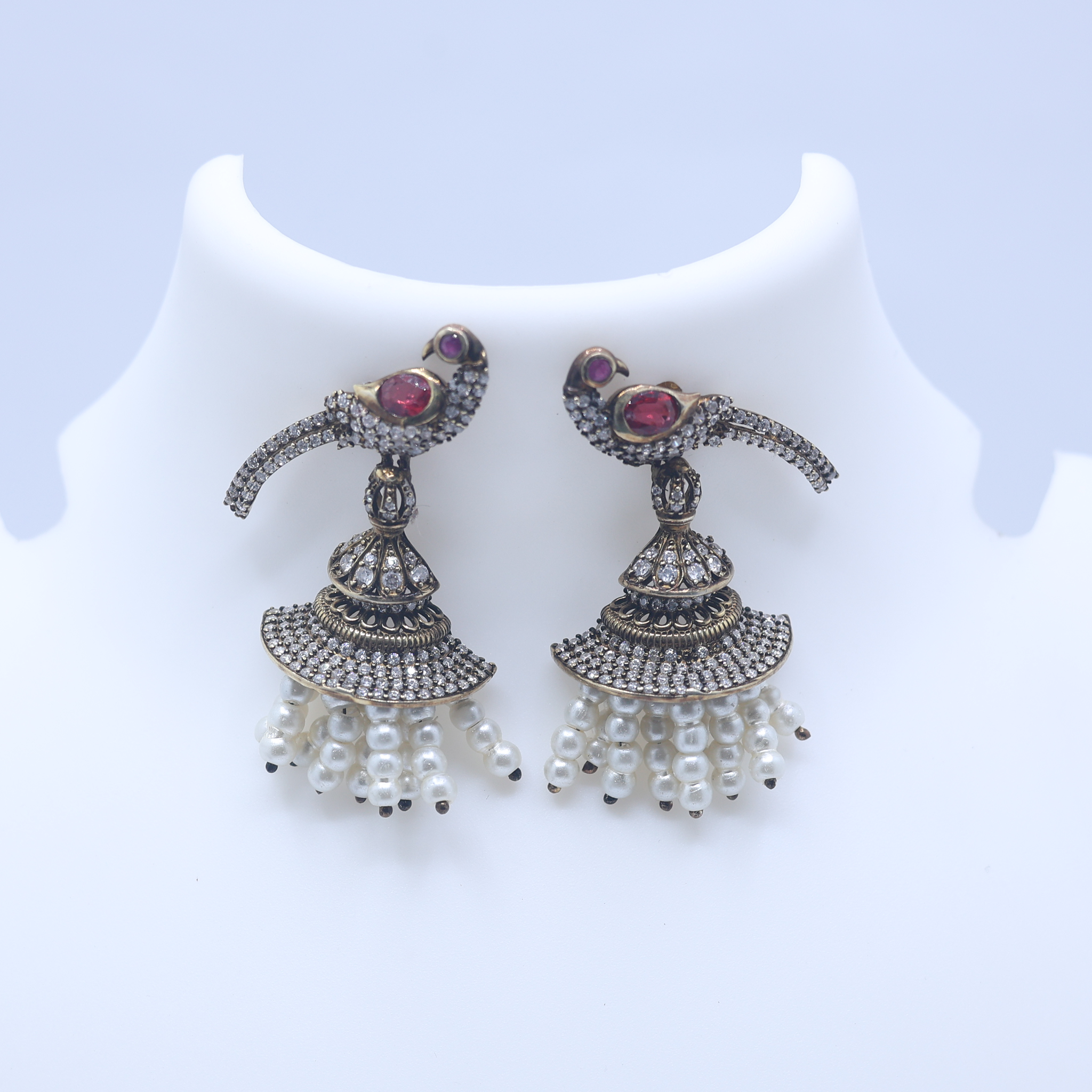 Pink Ruby Peacock Jhumka
