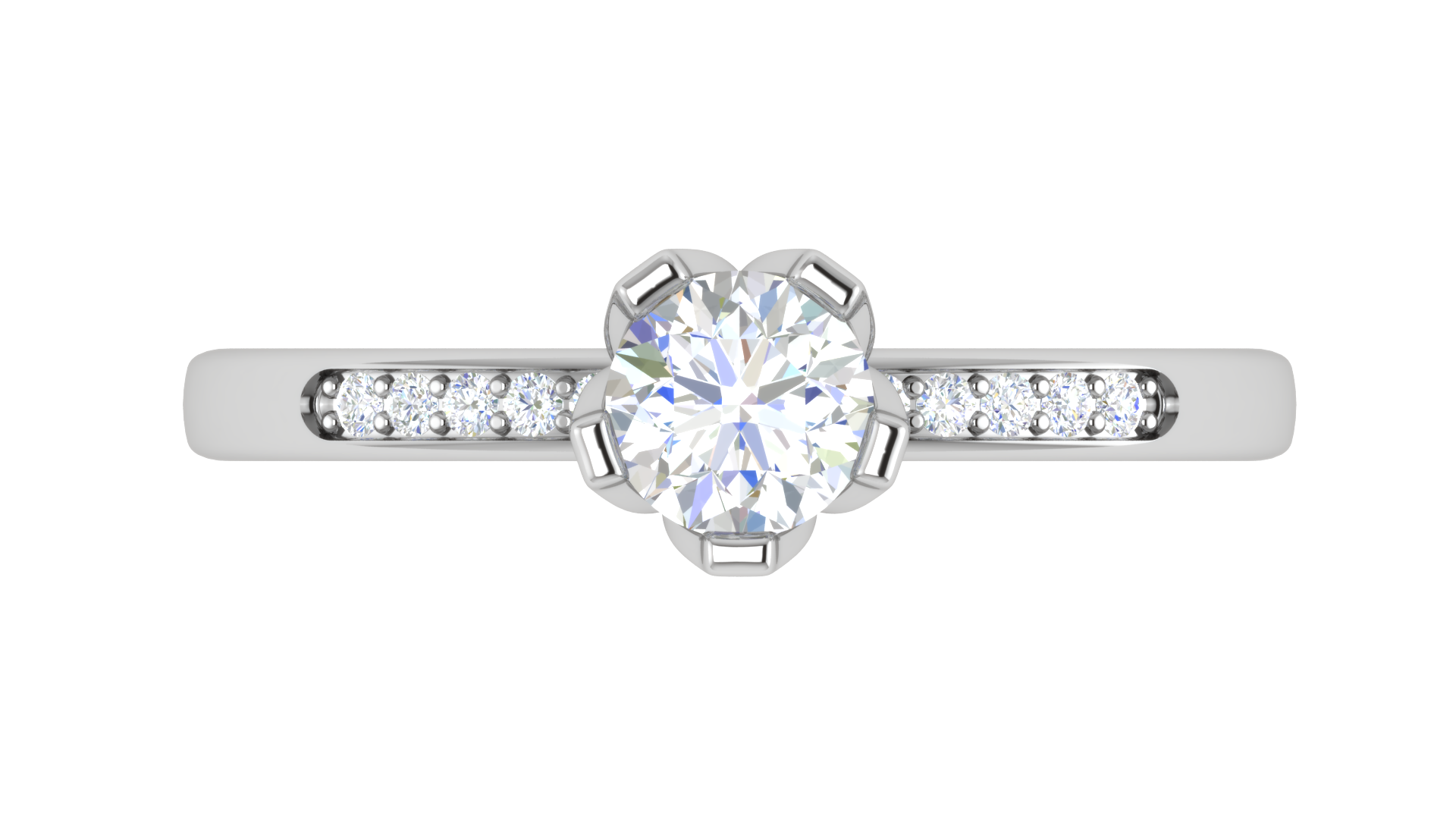 White Gold Adjustable Silver Accent Solitaire Ring For Woman