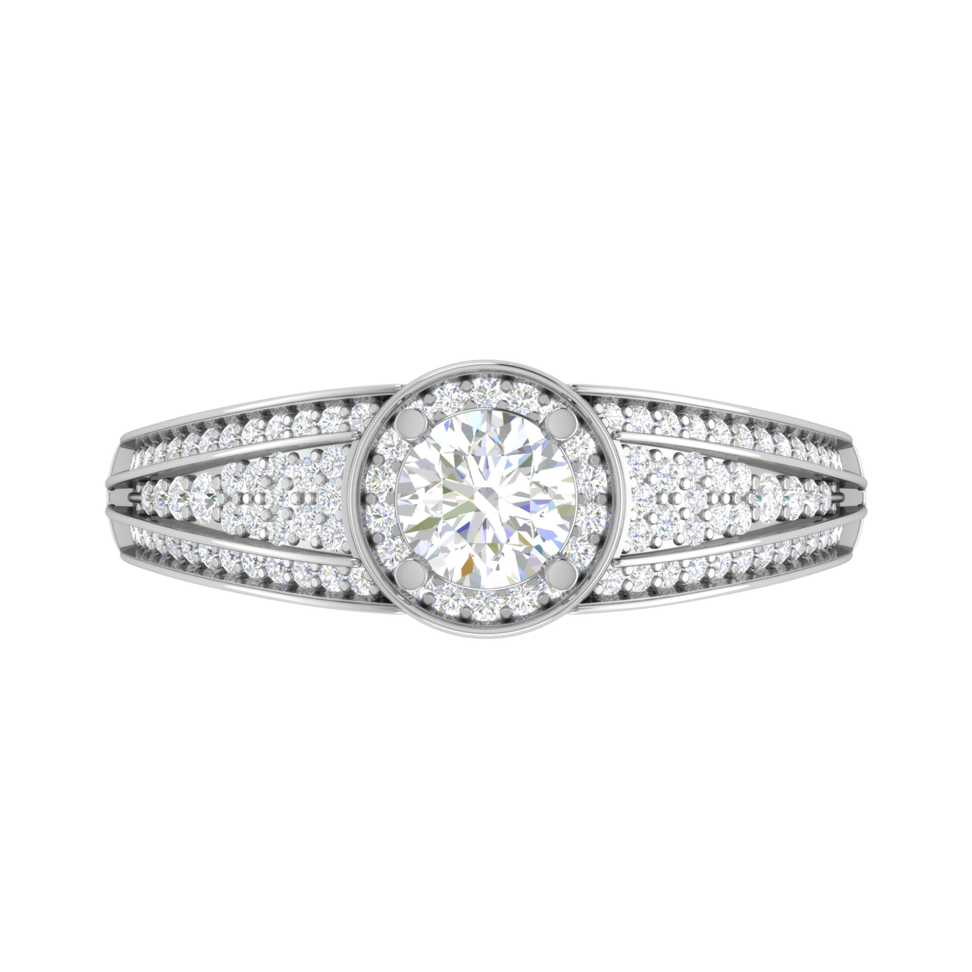 Sterling Silver Diamond Halo Ring
