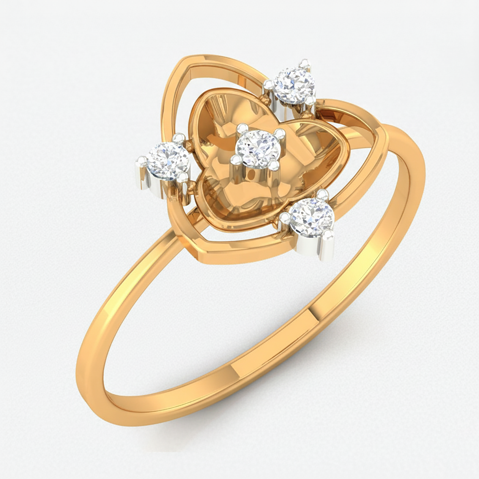Double Heart Floral Ring