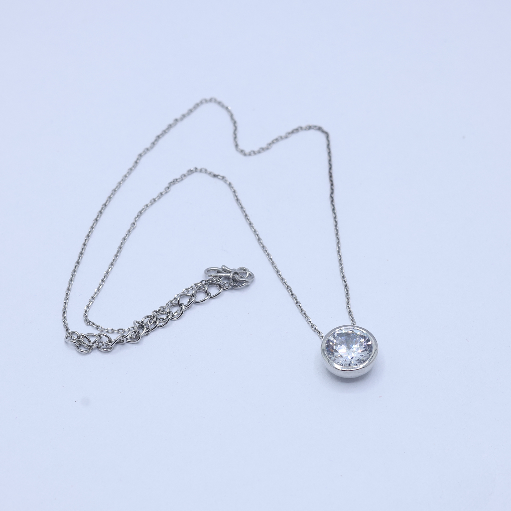 Sterling Silver Round Cut Diamond Pendant