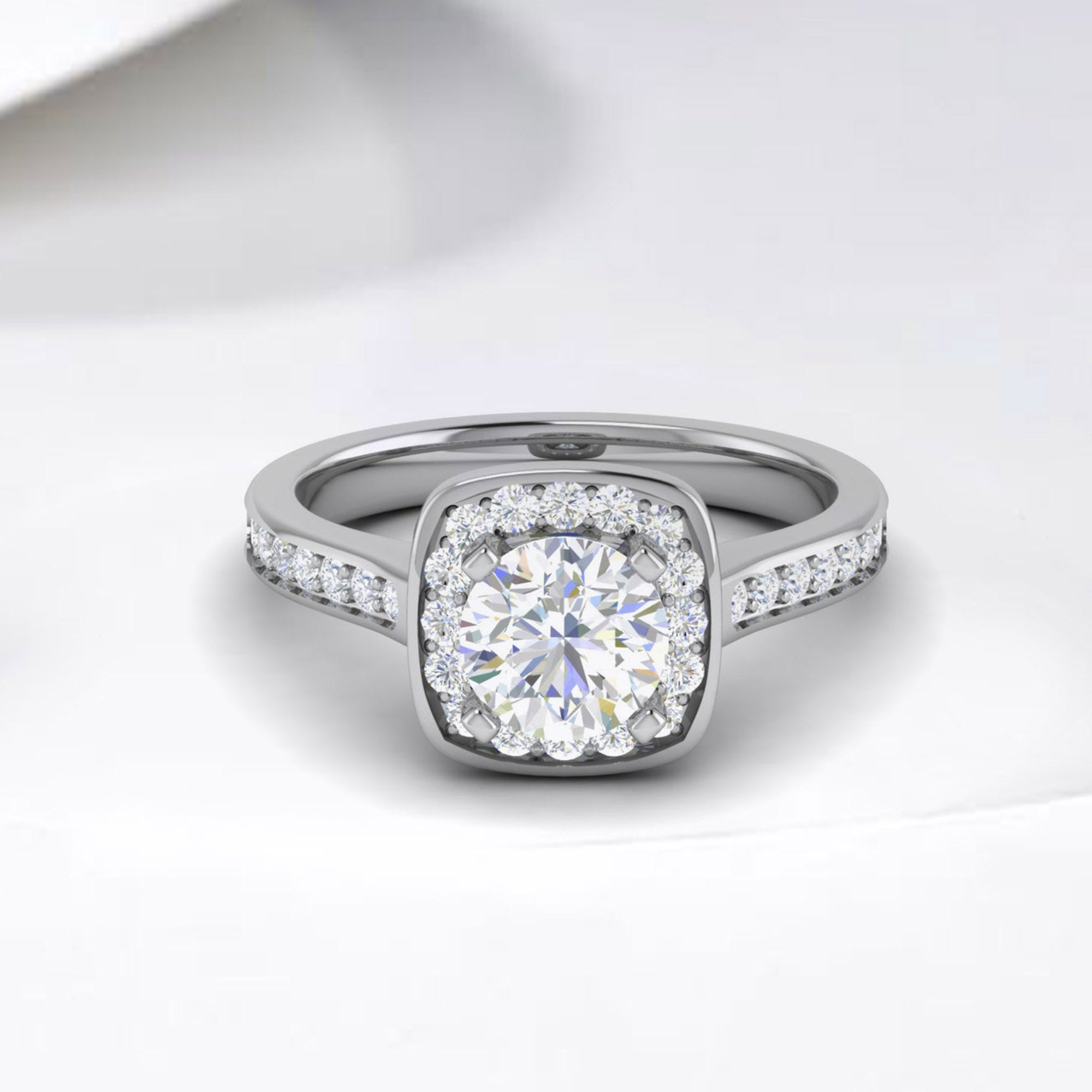 Elegant Cushion Halo Diamond Ring