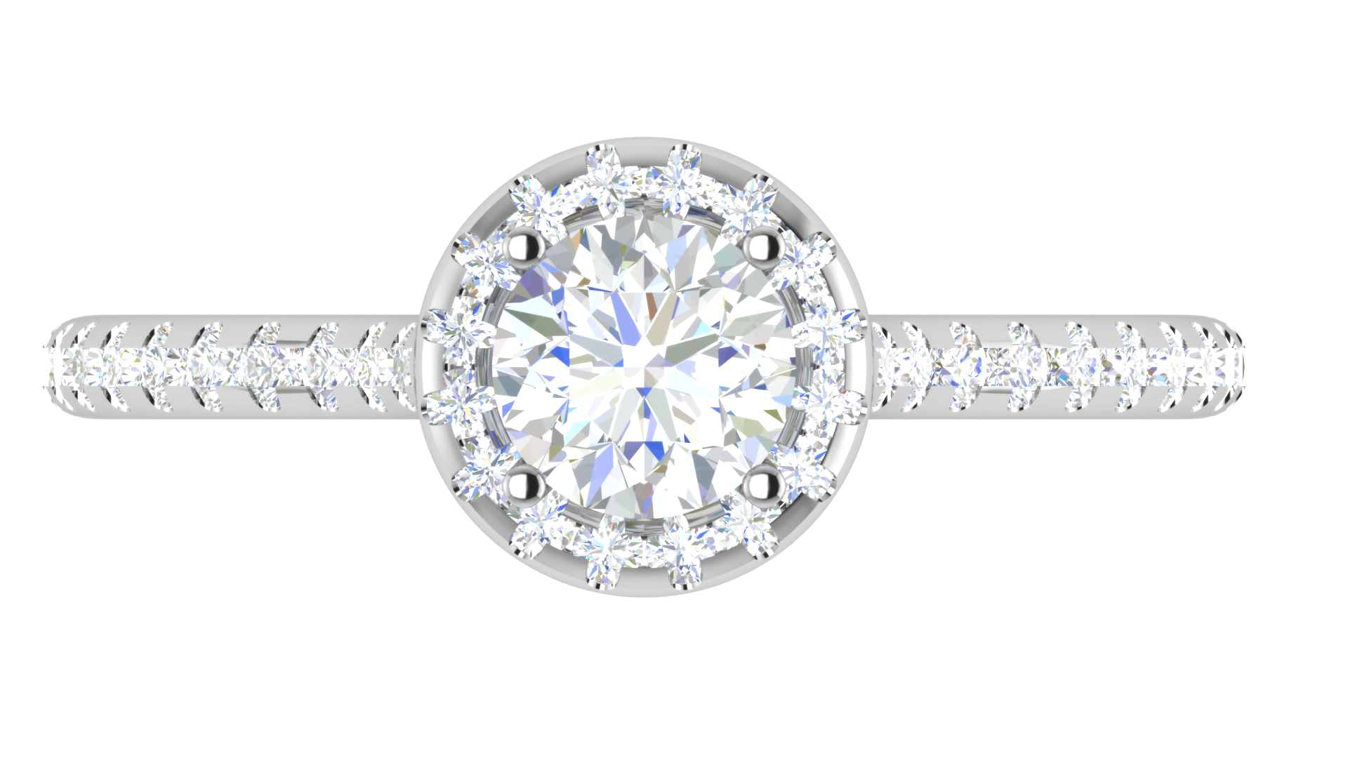 White Gold Adjustable Silver Brilliant Halo Solitaire Bridal Ring For Woman
