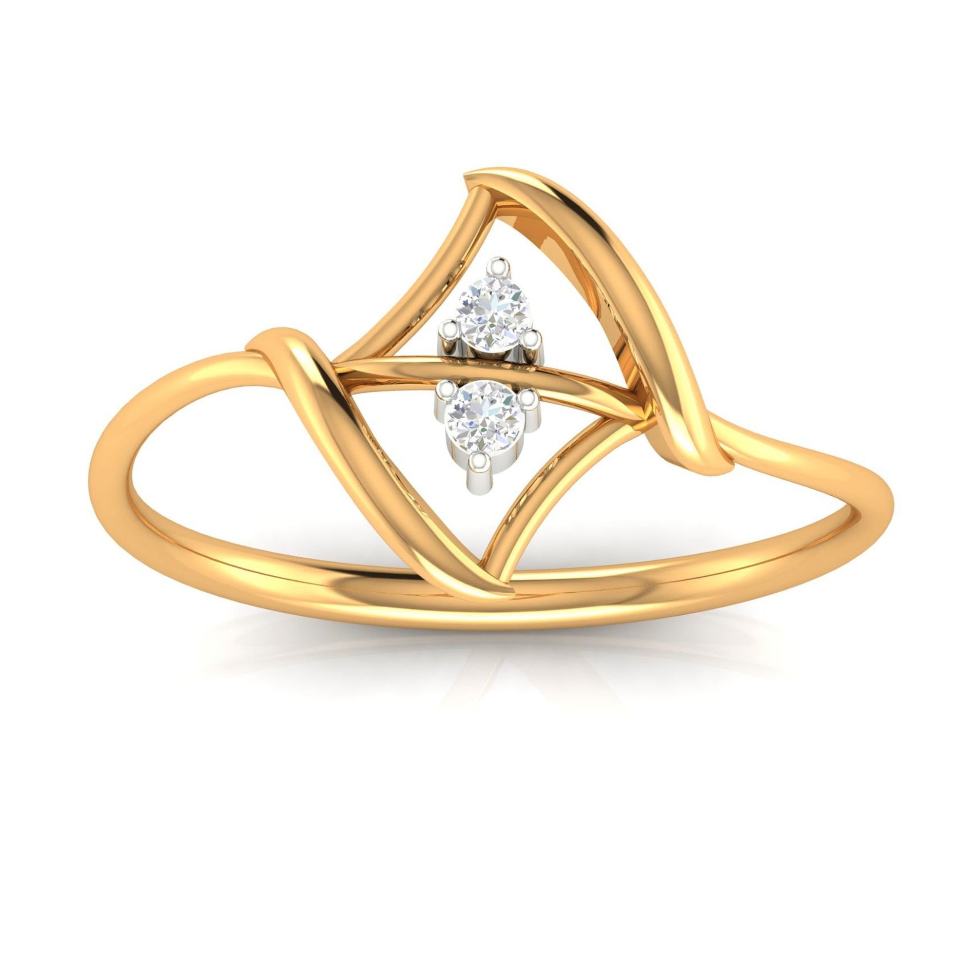 Modern Silver Dual Triangular Ring