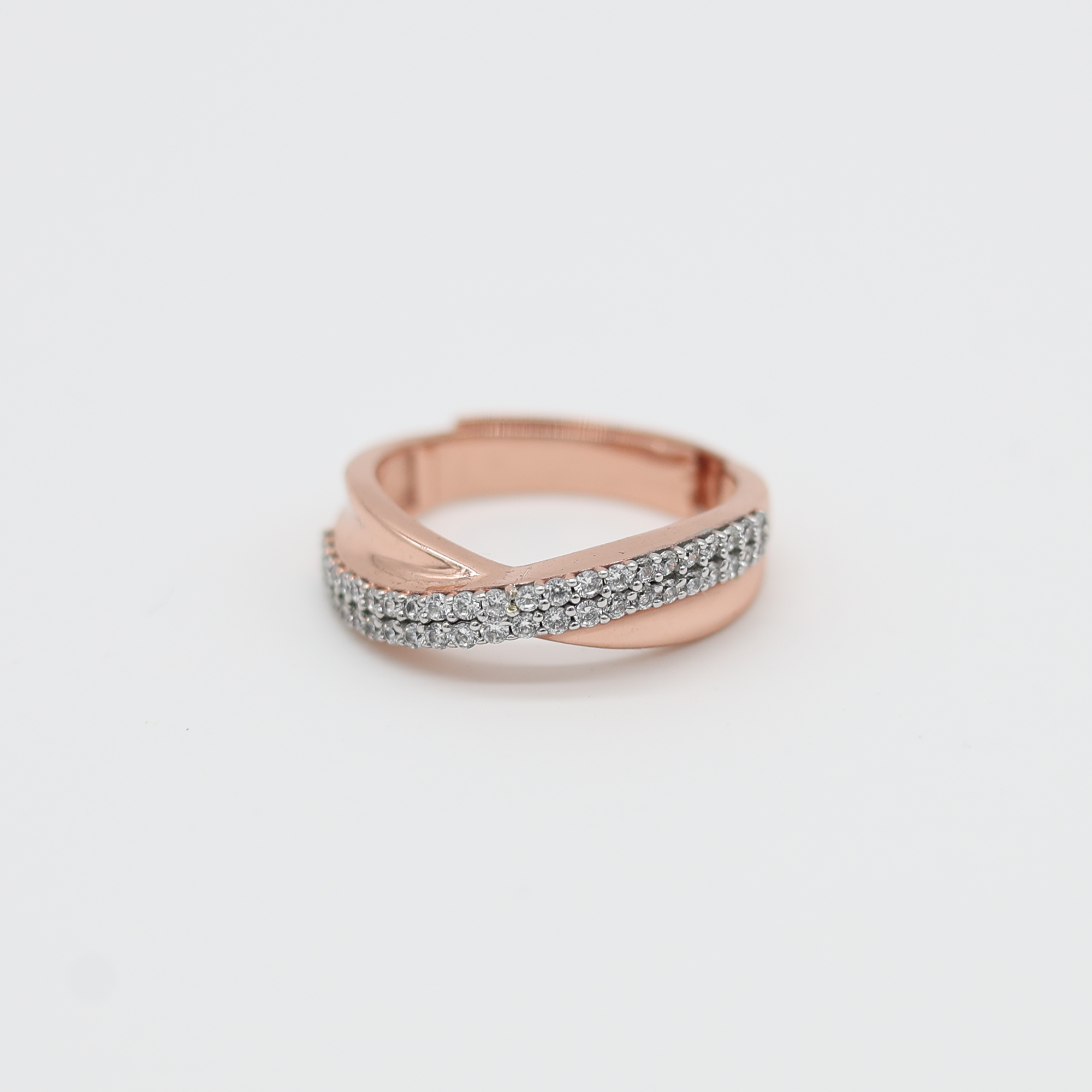Adjustable Elegant Silver Rose Gold Crossover Band