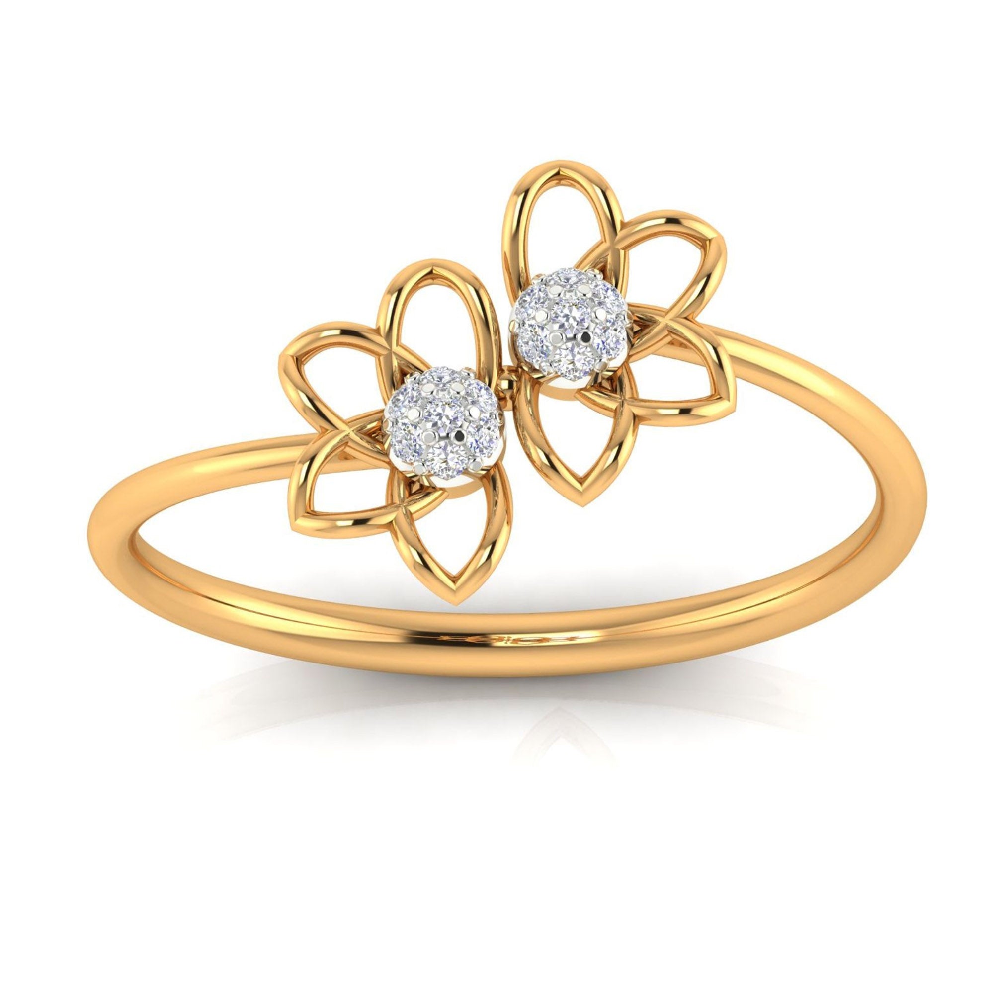 Elegant Dual Flower Diamond Ring