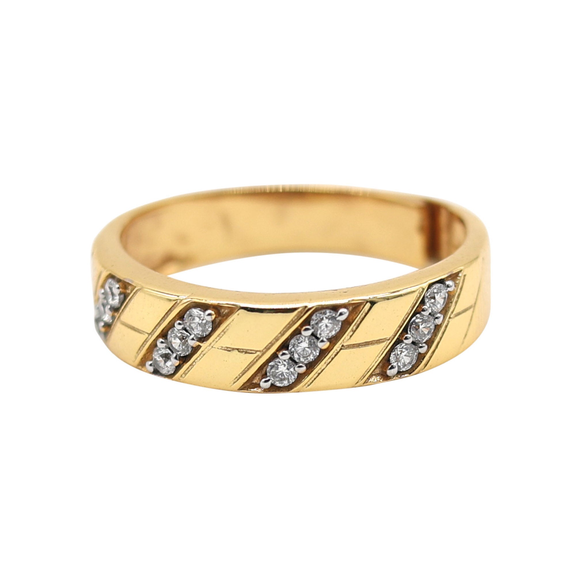 Gold Plated Diagonal Stripe Band