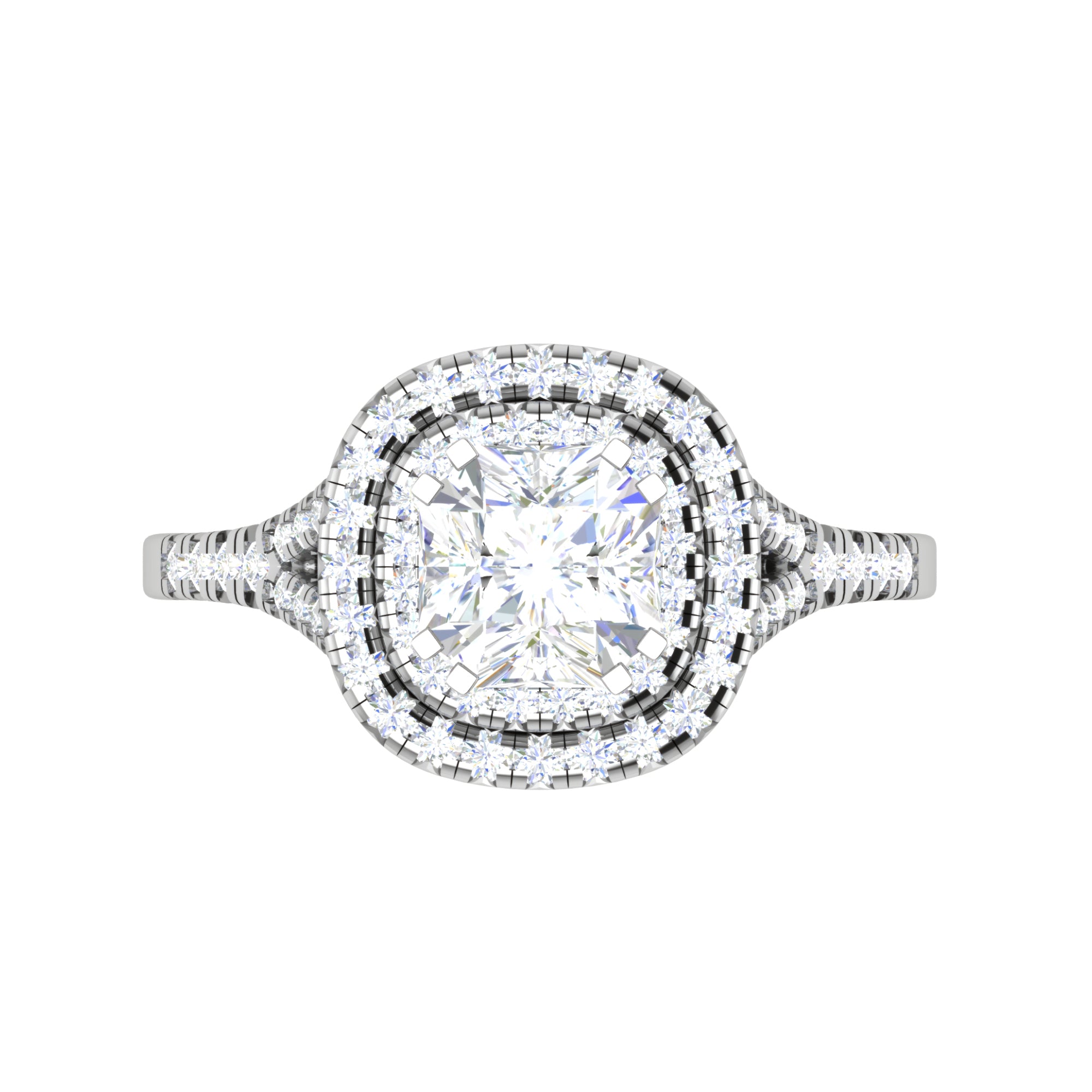 Double Halo Engagement Diamond Ring