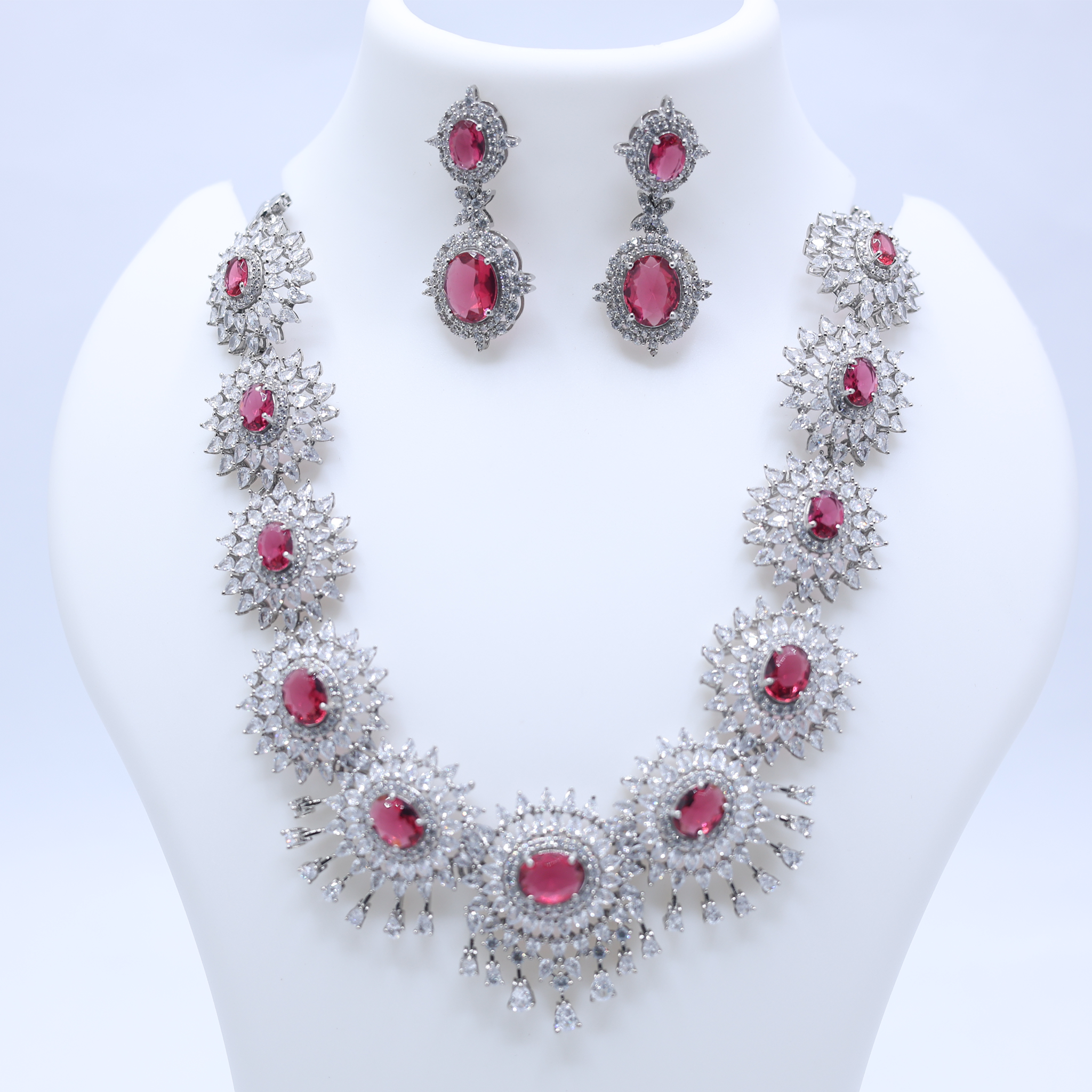 Royal Bridal Ruby Necklace Set