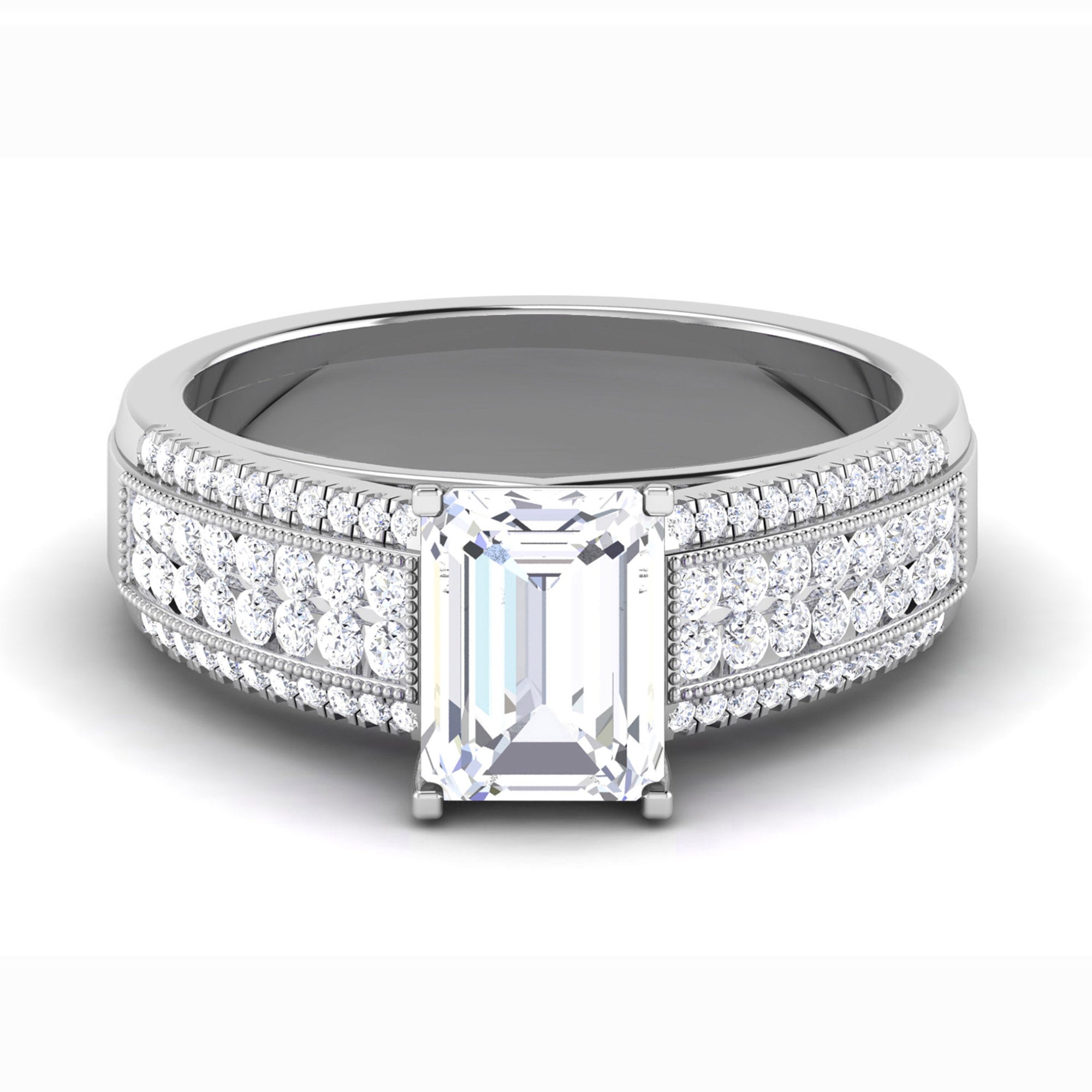 Emerald Cut American Diamond Ring