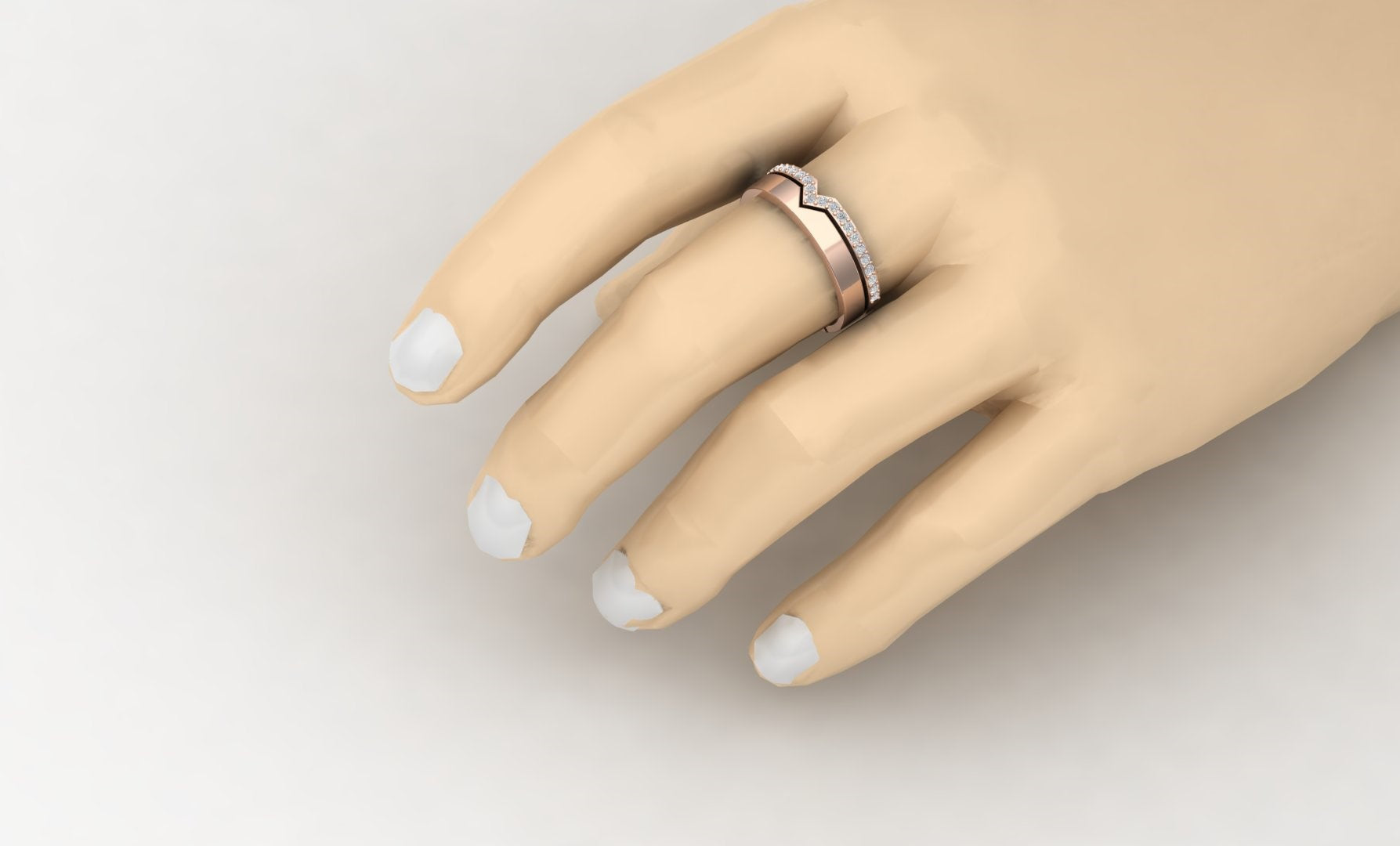 Silver Elegance Adjustable V- Shaped Rose Gold Ring For Couple