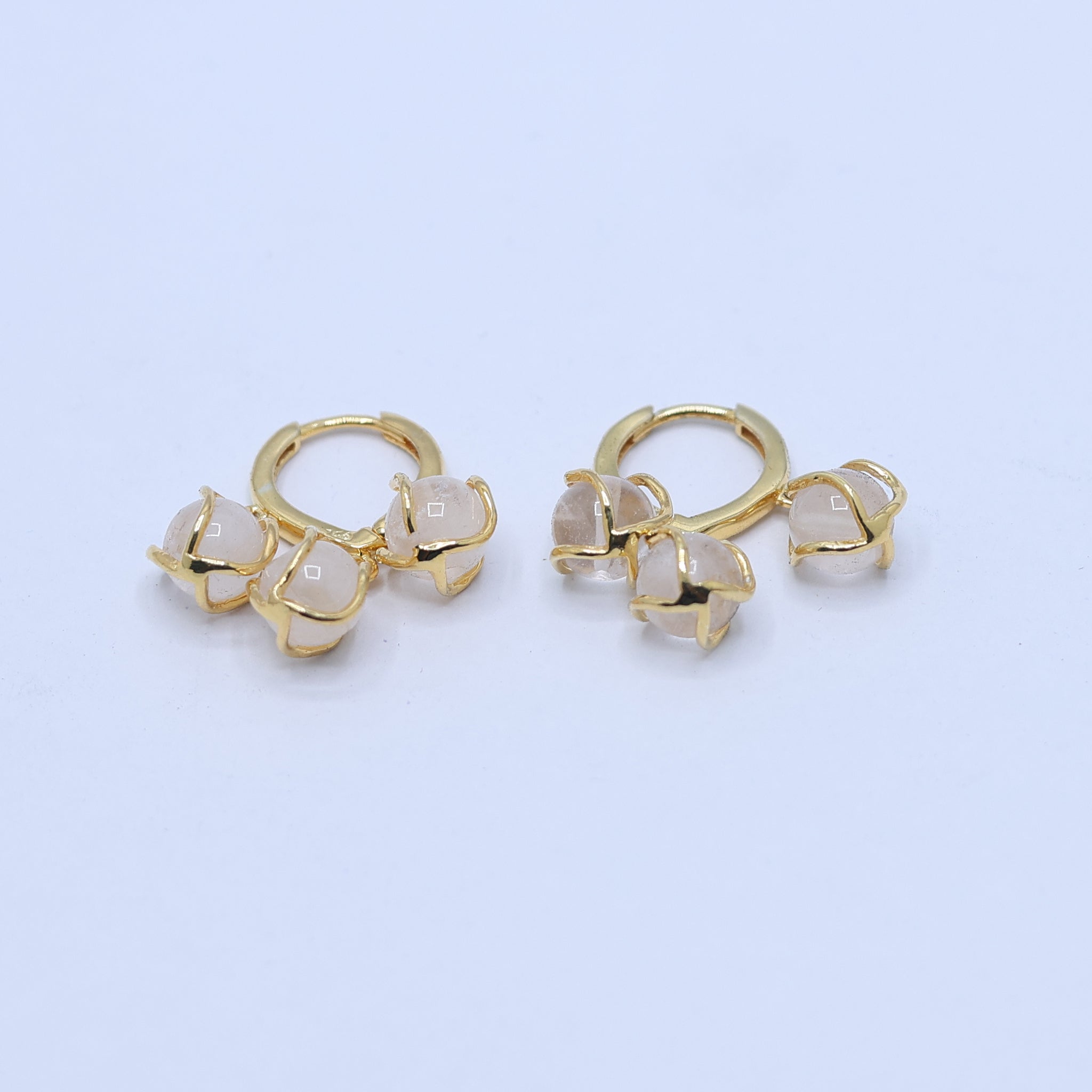Silver Triple Dangling Hoops Overlapping Loops Yellow Gold Earring For Woman