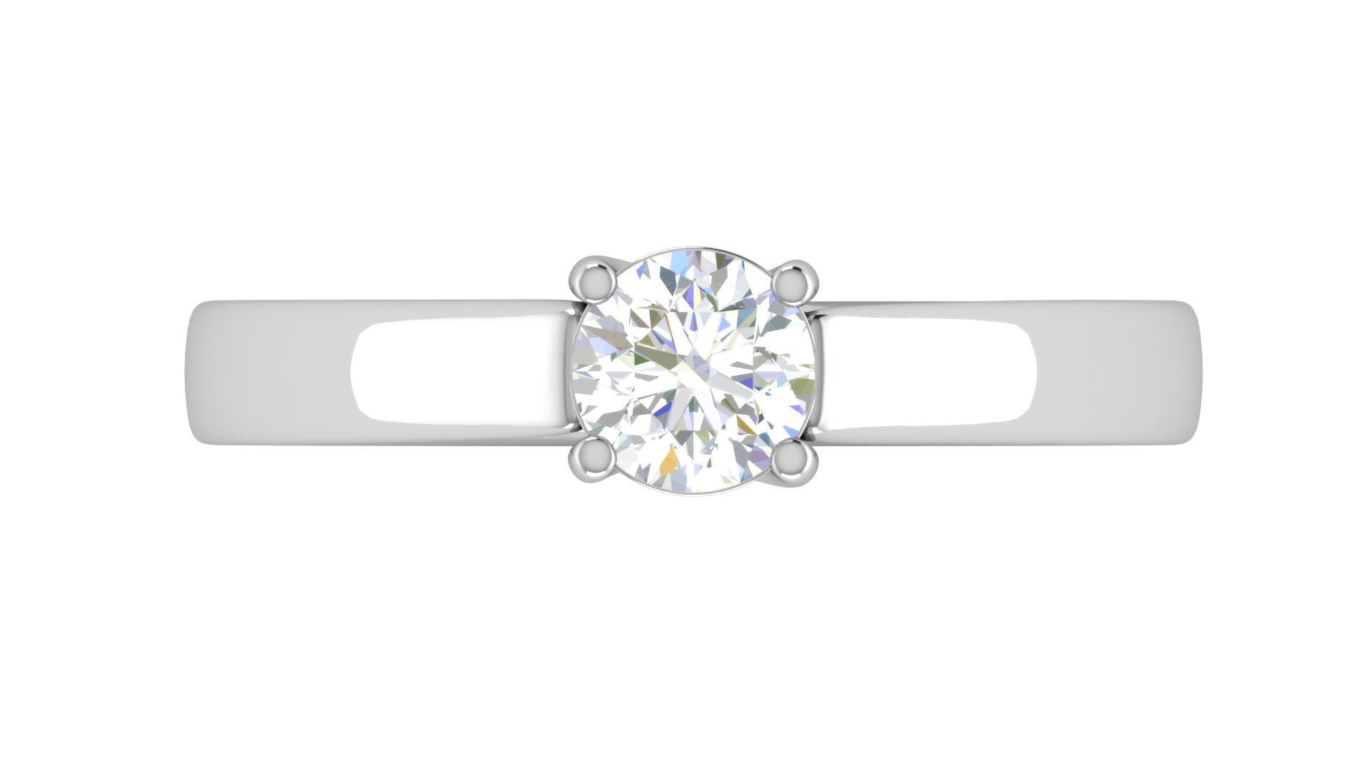 White Gold Adjustable Silver Solitaire Round Brilliant Diamond Engagement Ring For Woman