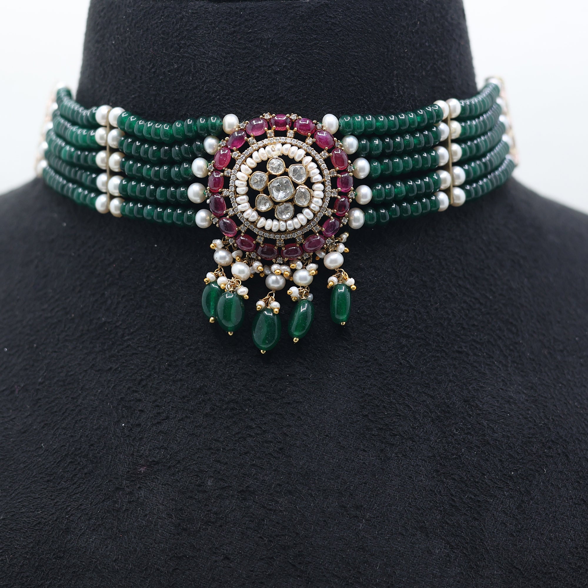 Ethnic Polki Bead Choker Necklace