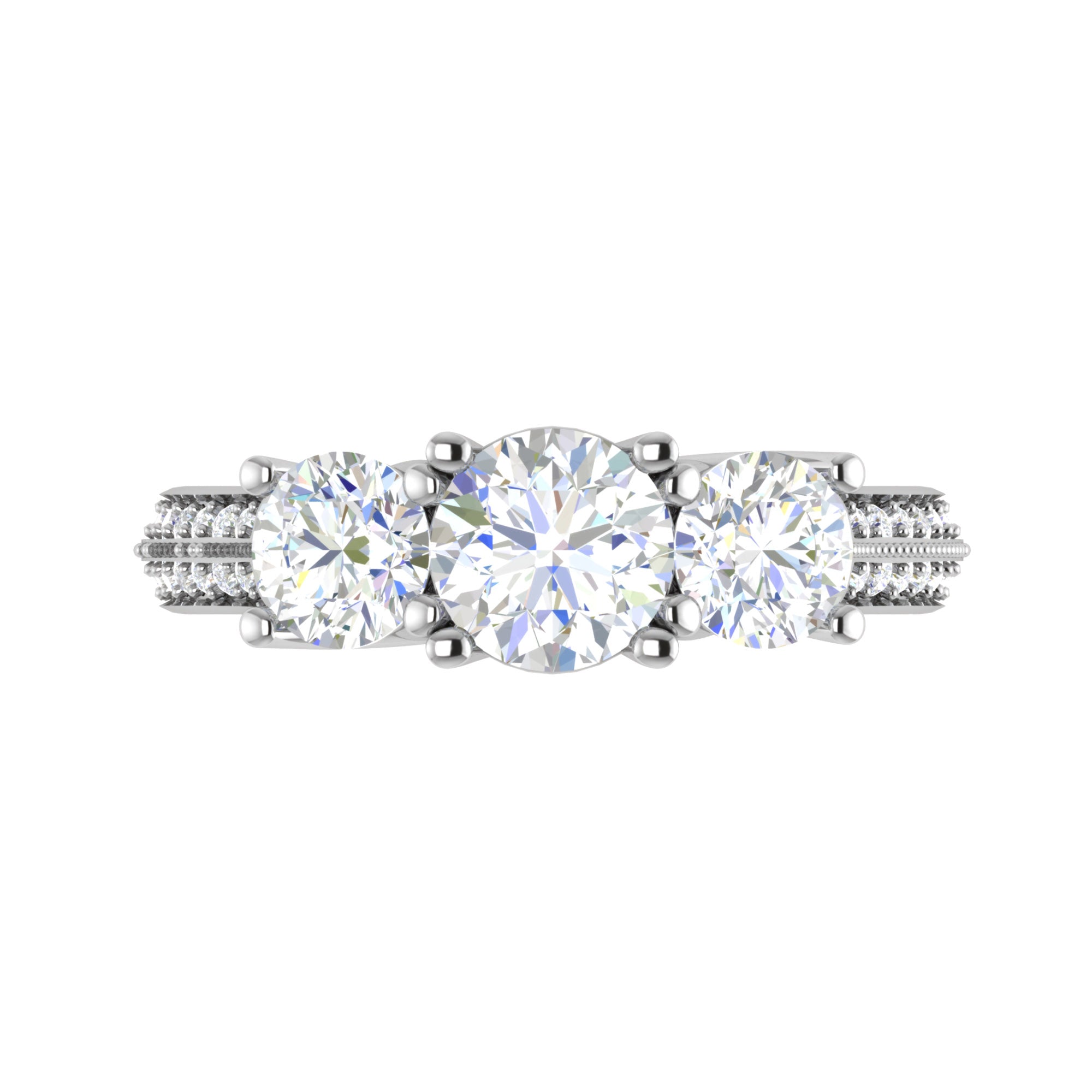 Stunning Three Stone Silver Ring