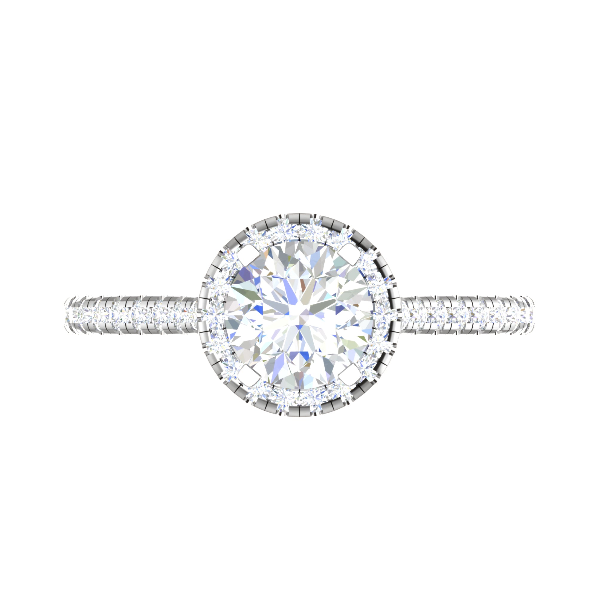 Round Halo Solitaire Ring