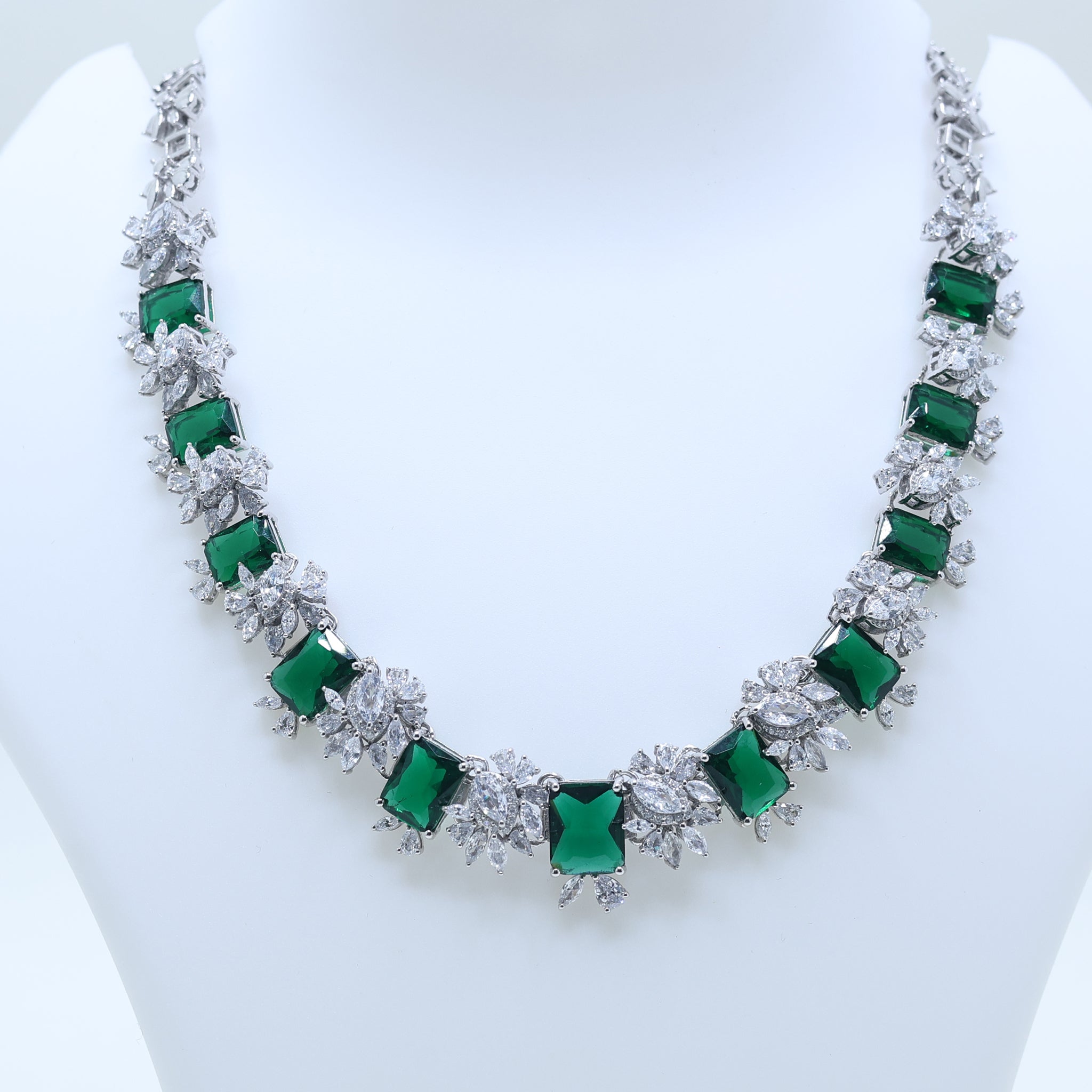 Emerald and American Diamond Necklace