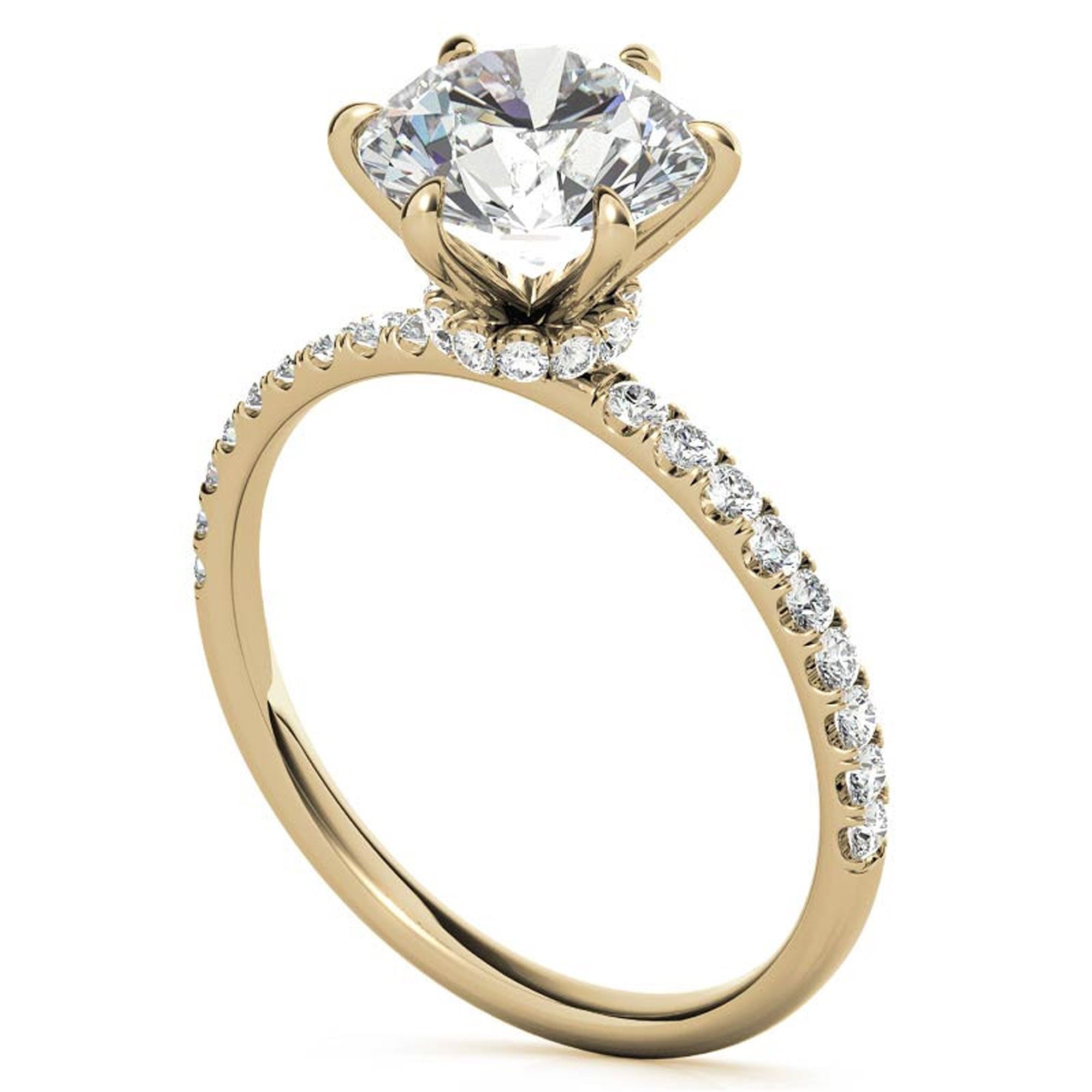 Yellow Gold Stackable Ring Set with Halo Design