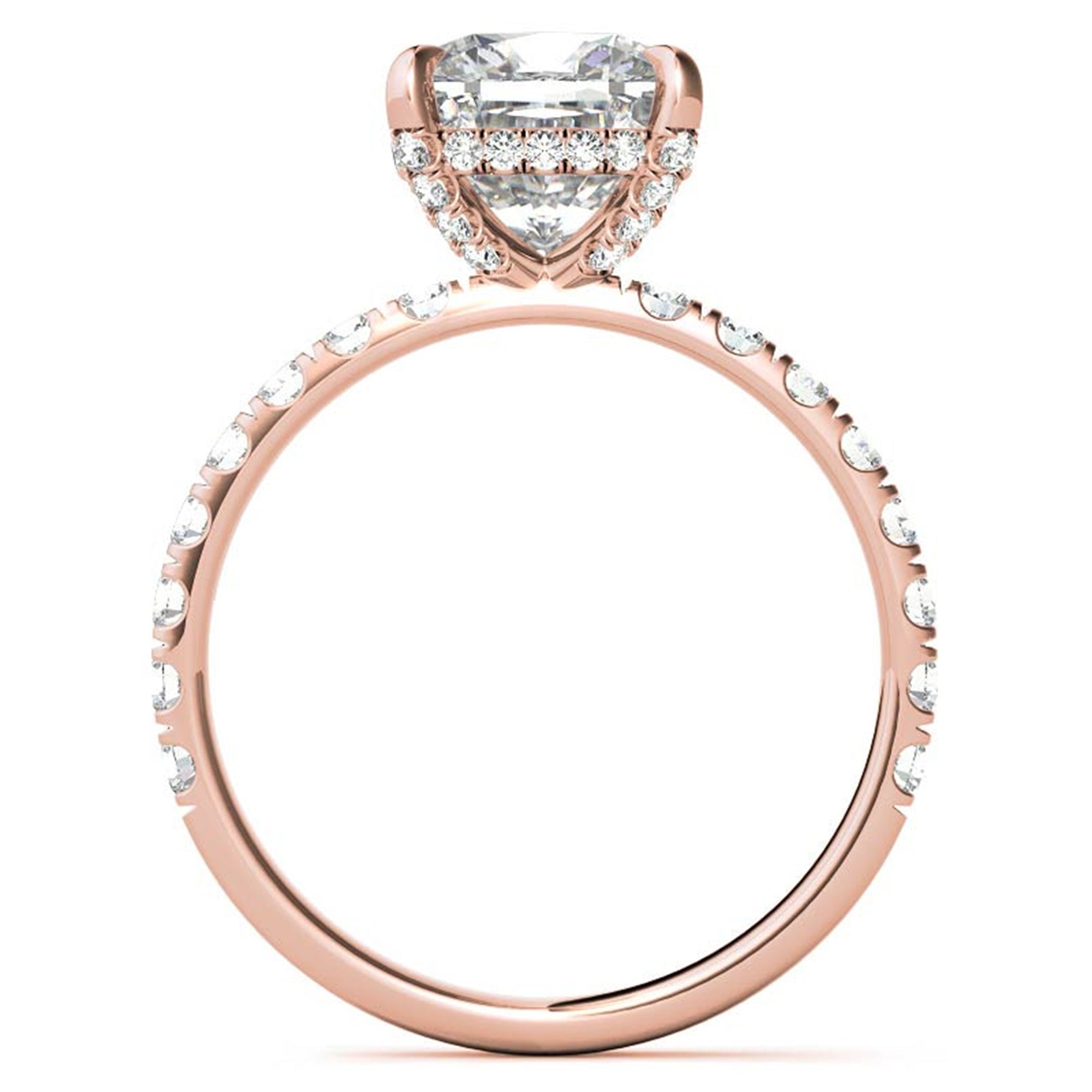 Adjustable Sterling Silver Classic Rose Gold Halo Cushion Ring For Women