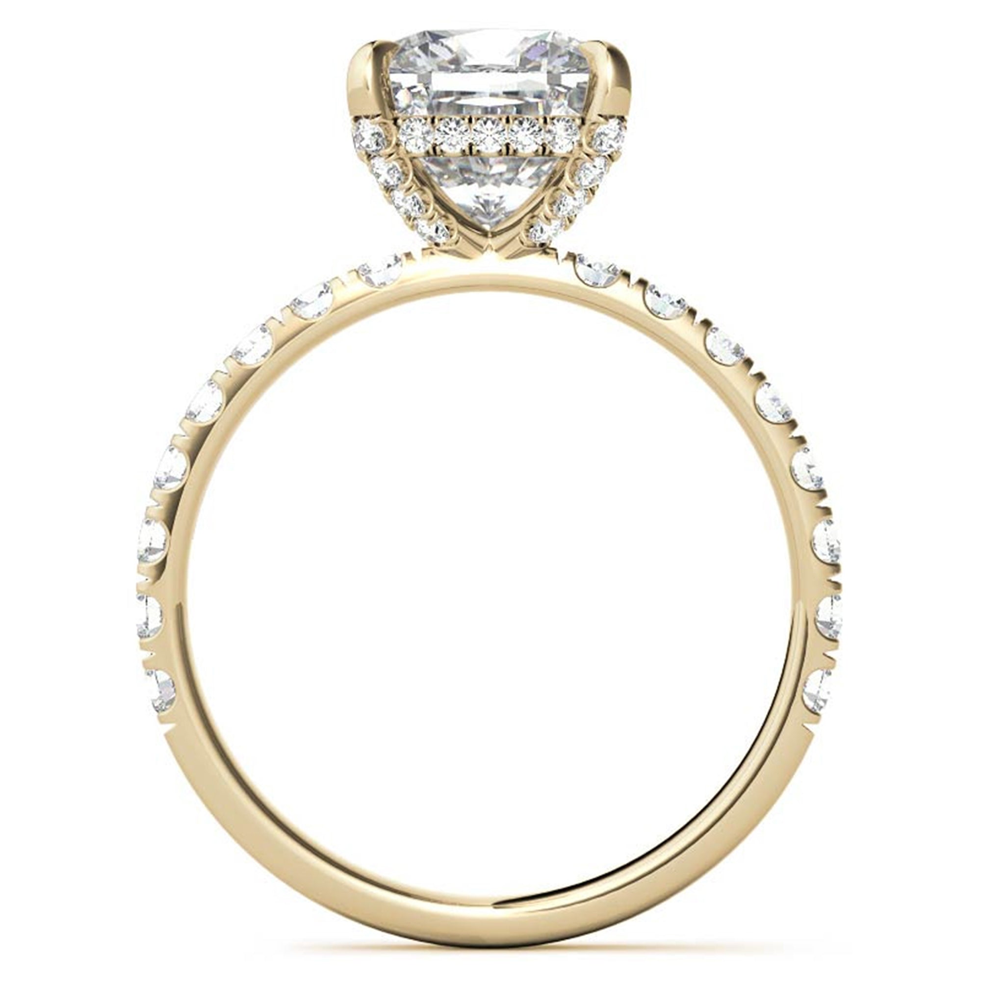 Adjustable Sterling Silver Classic Yellow Gold Halo Cushion Ring For Women