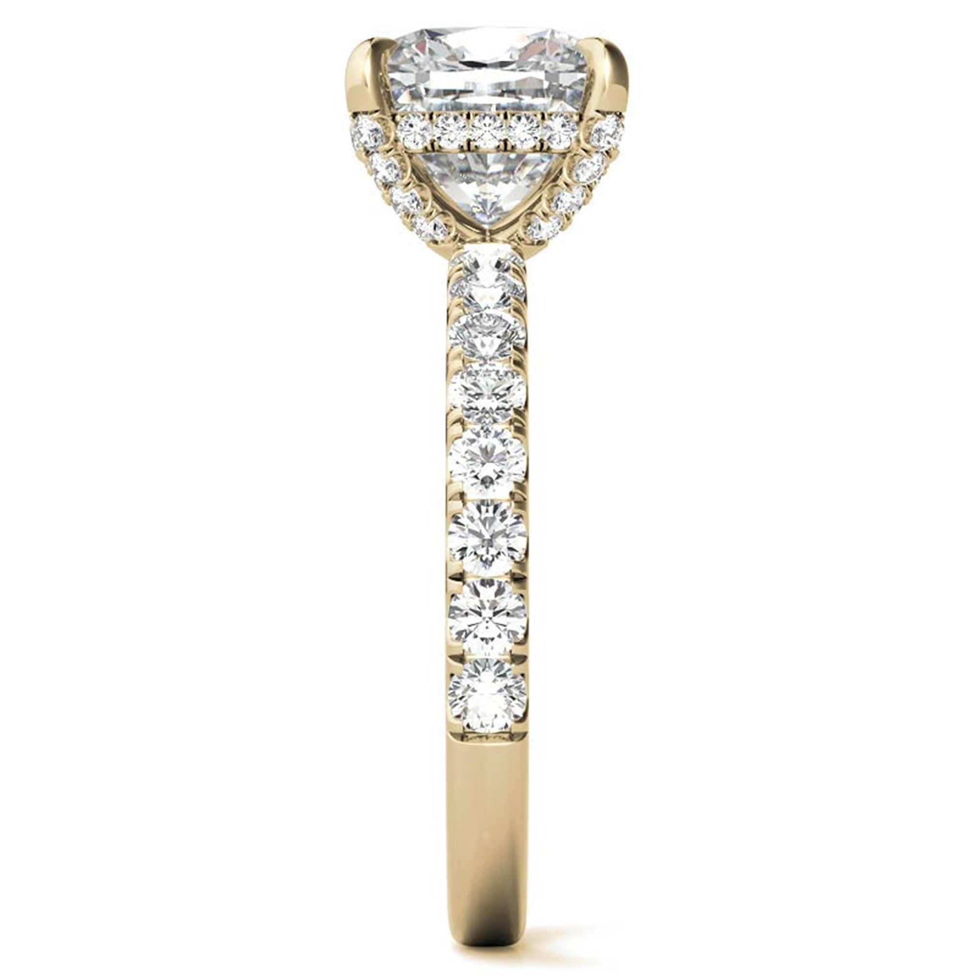 Adjustable Sterling Silver Classic Yellow Gold Halo Cushion Ring For Women