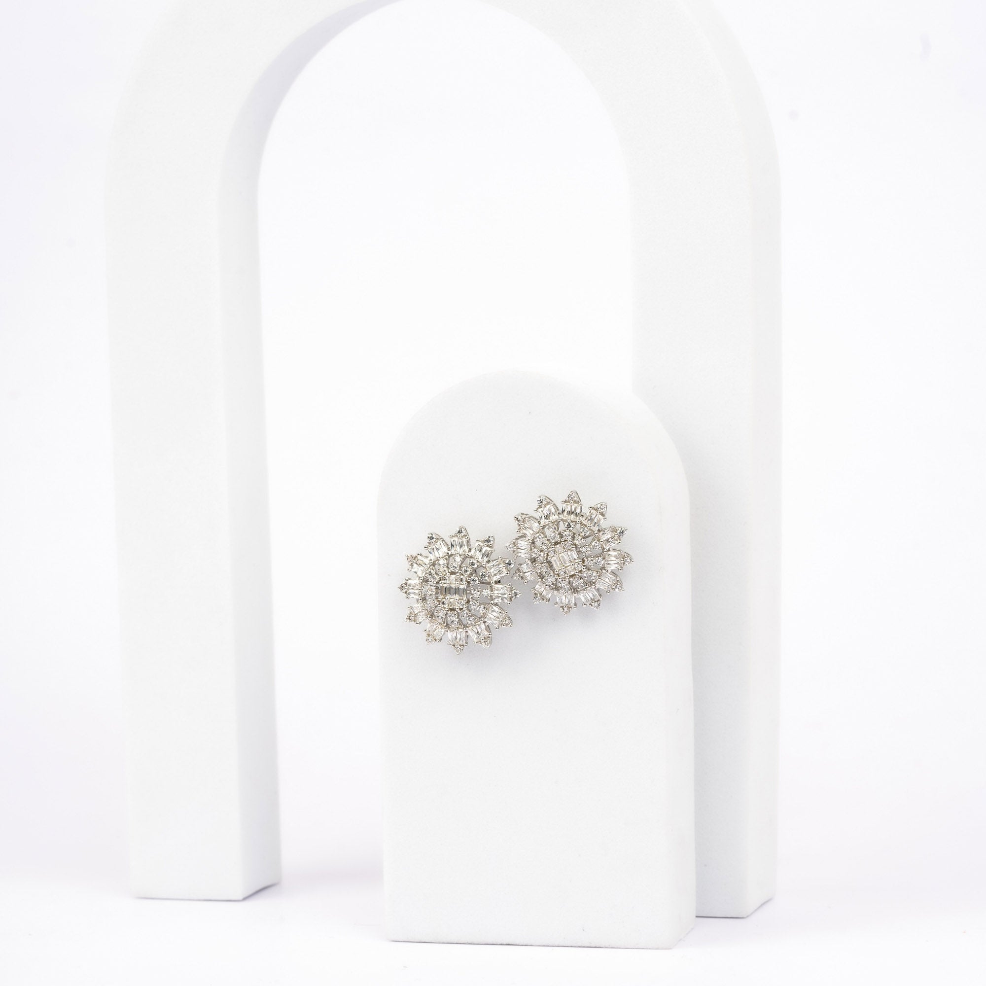 Sparkling Sunburst Stud Earrings