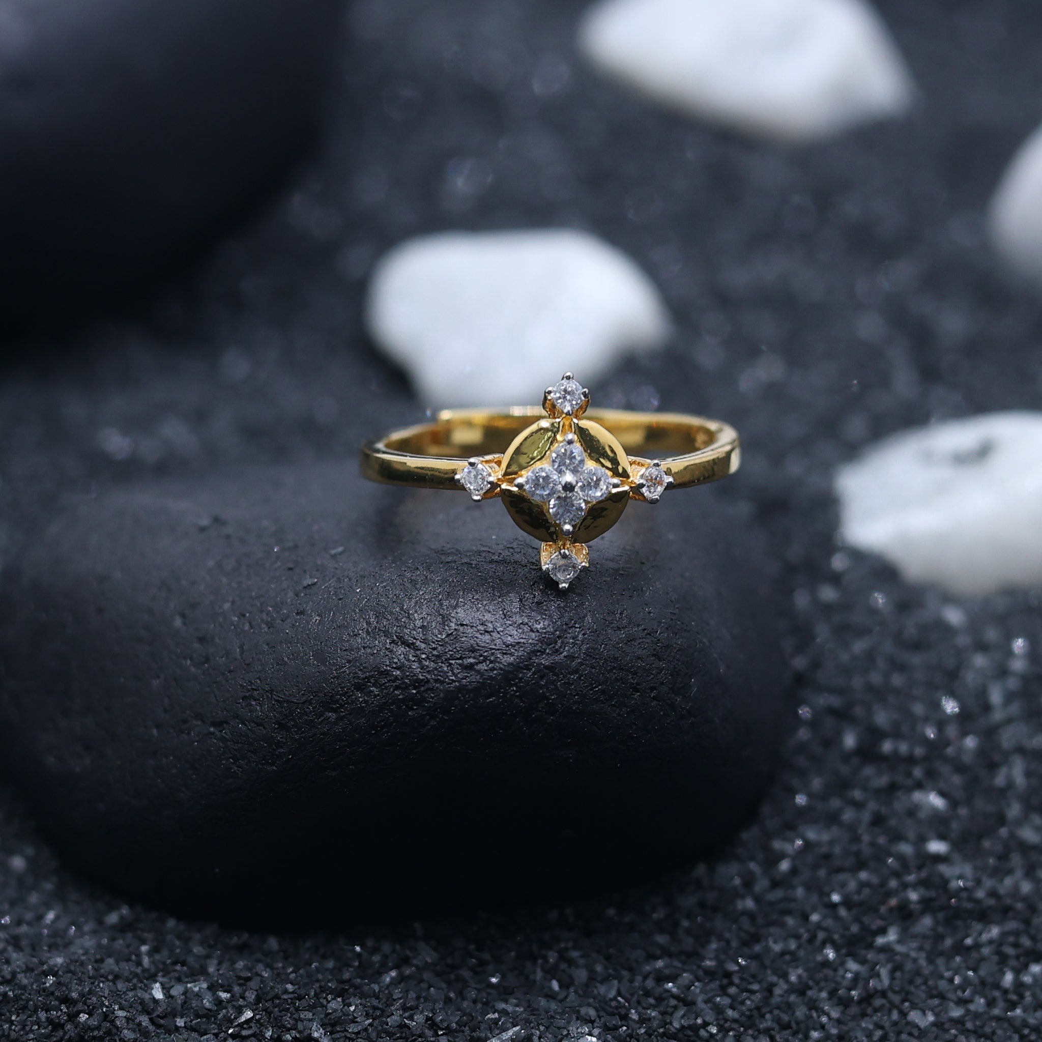 Silver Yellow Gold Adjustable Star Compass Inspired Modern Art Deco Ring For Women