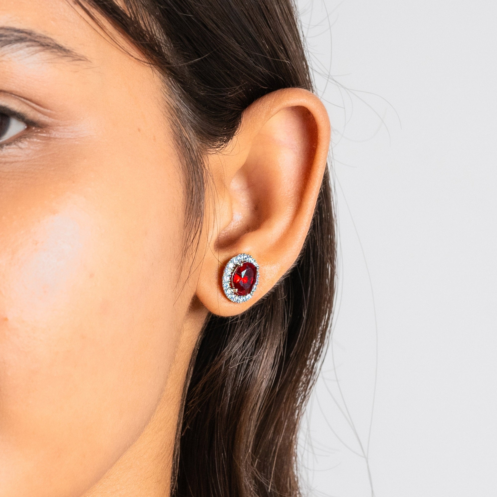 Garnet Gleam Oval Earrings