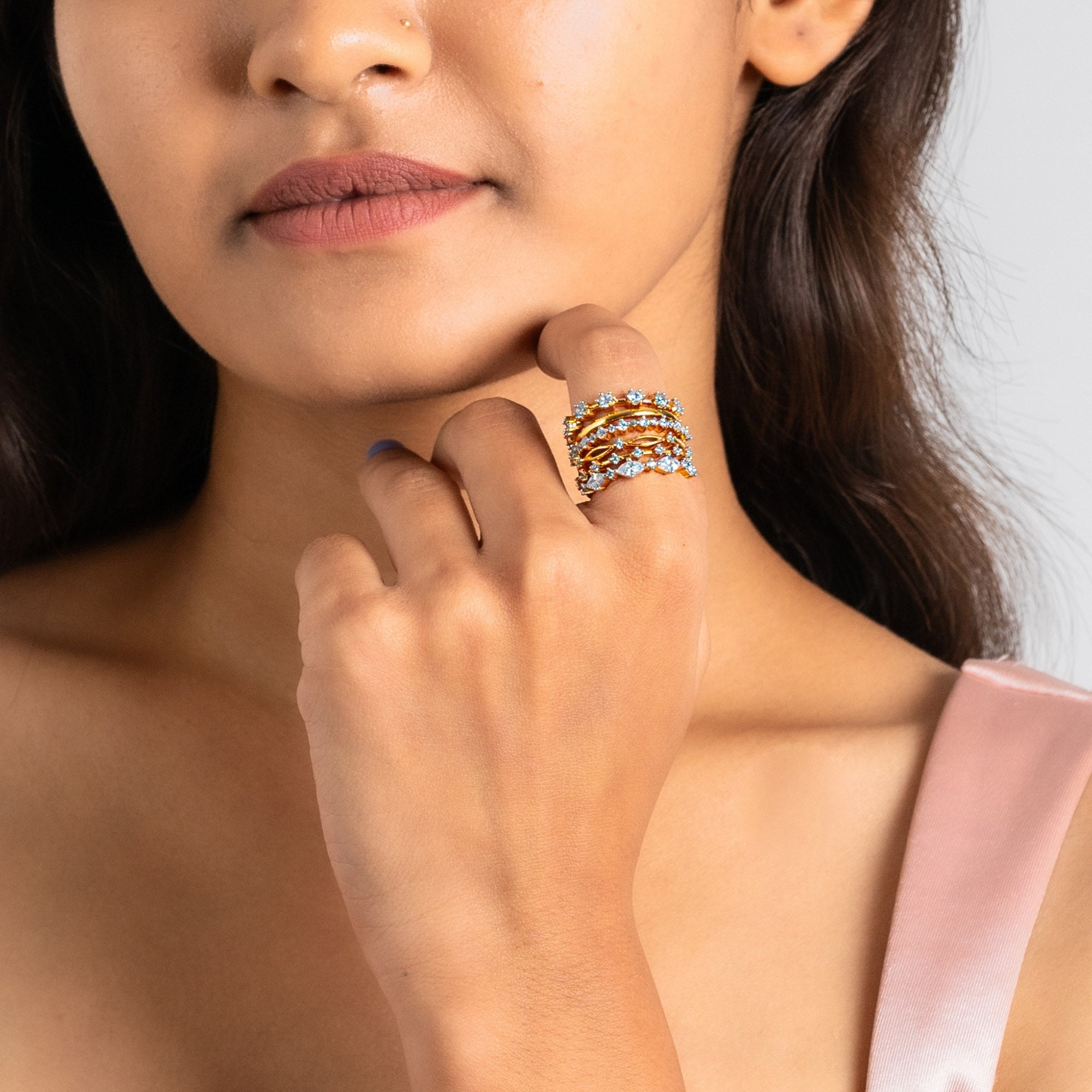 Sterling Silver Six Layer Stackable Ring for Women