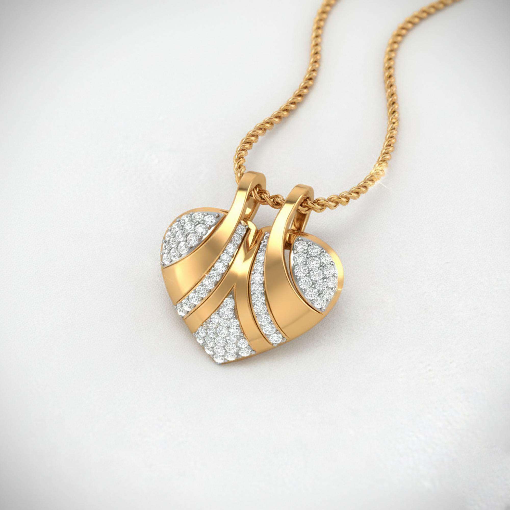Yellow Gold Diamond Heart Pendant