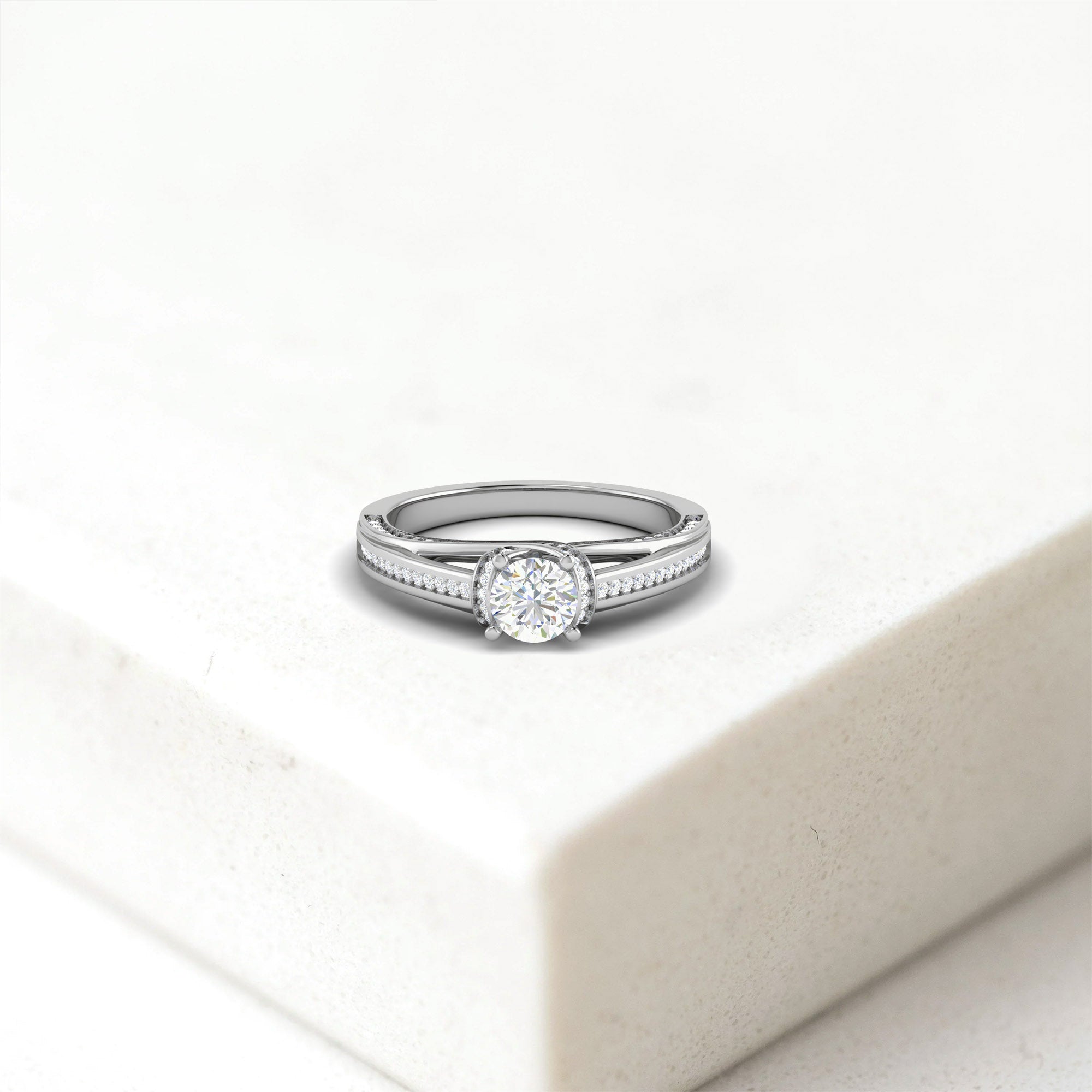 White Gold Adjustable Silver Crisscross Pave Band Diamond Ring For Woman