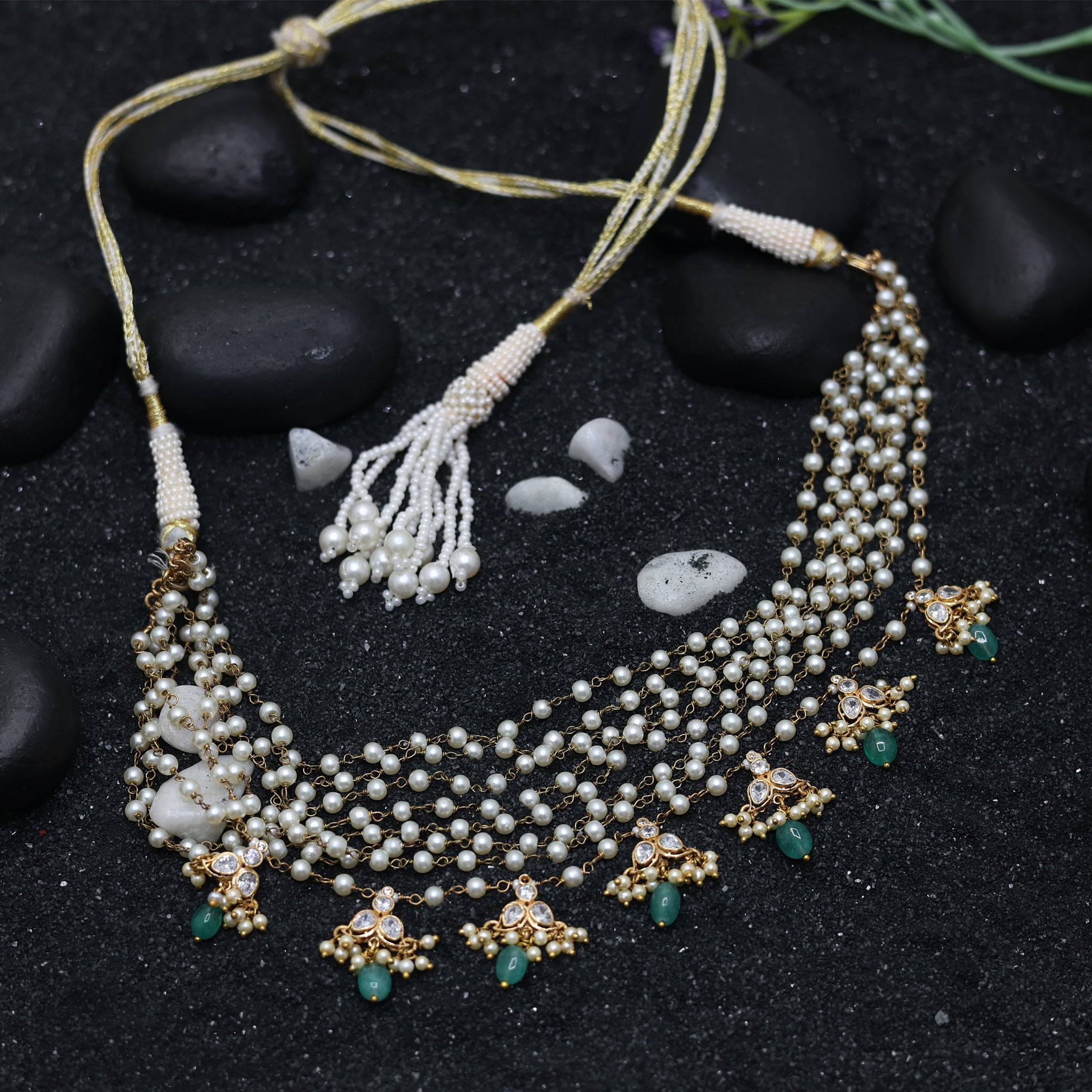 Elegant Multi Beads Party Wear Necklace