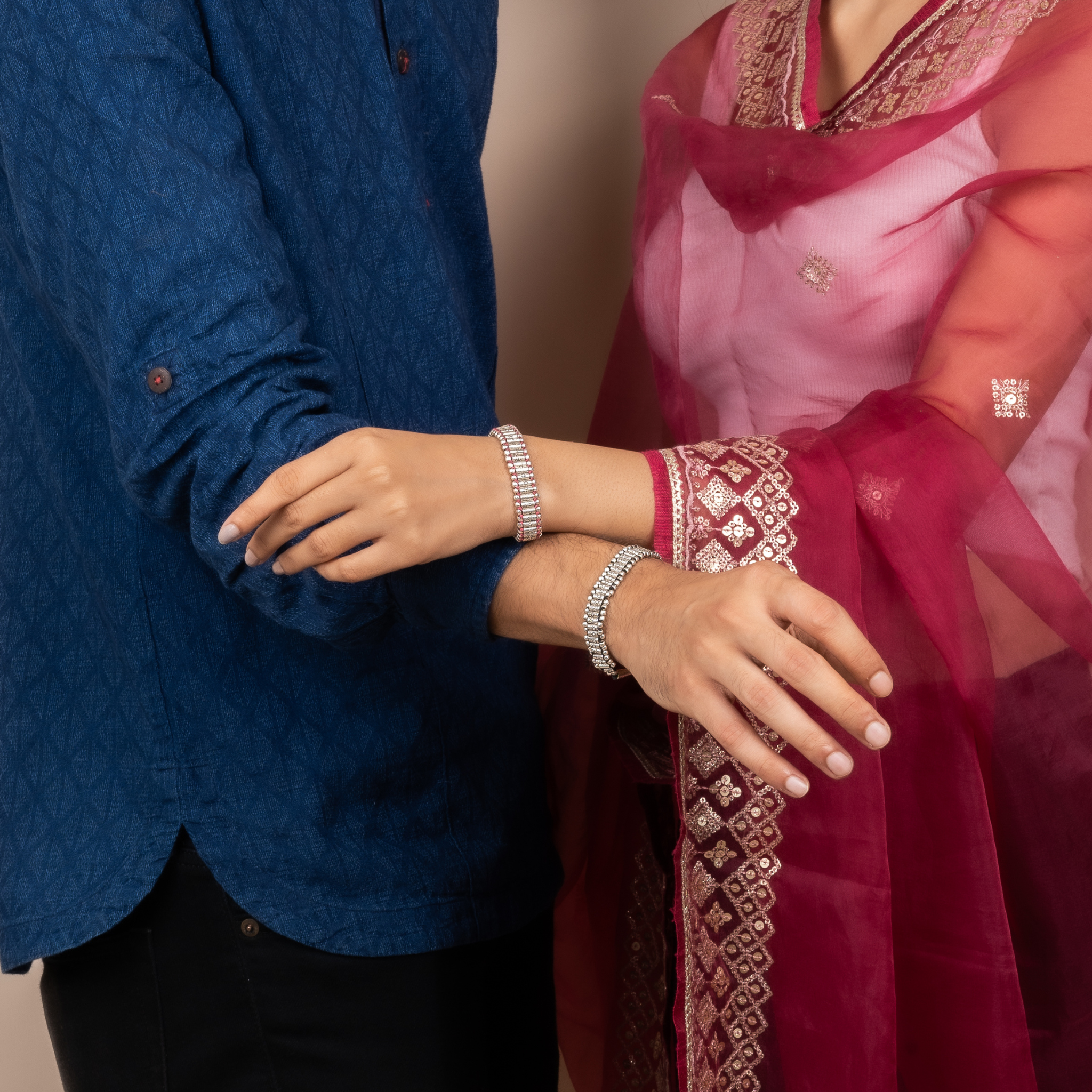 Celestial Bond Silver Rakhi / Friendship Band