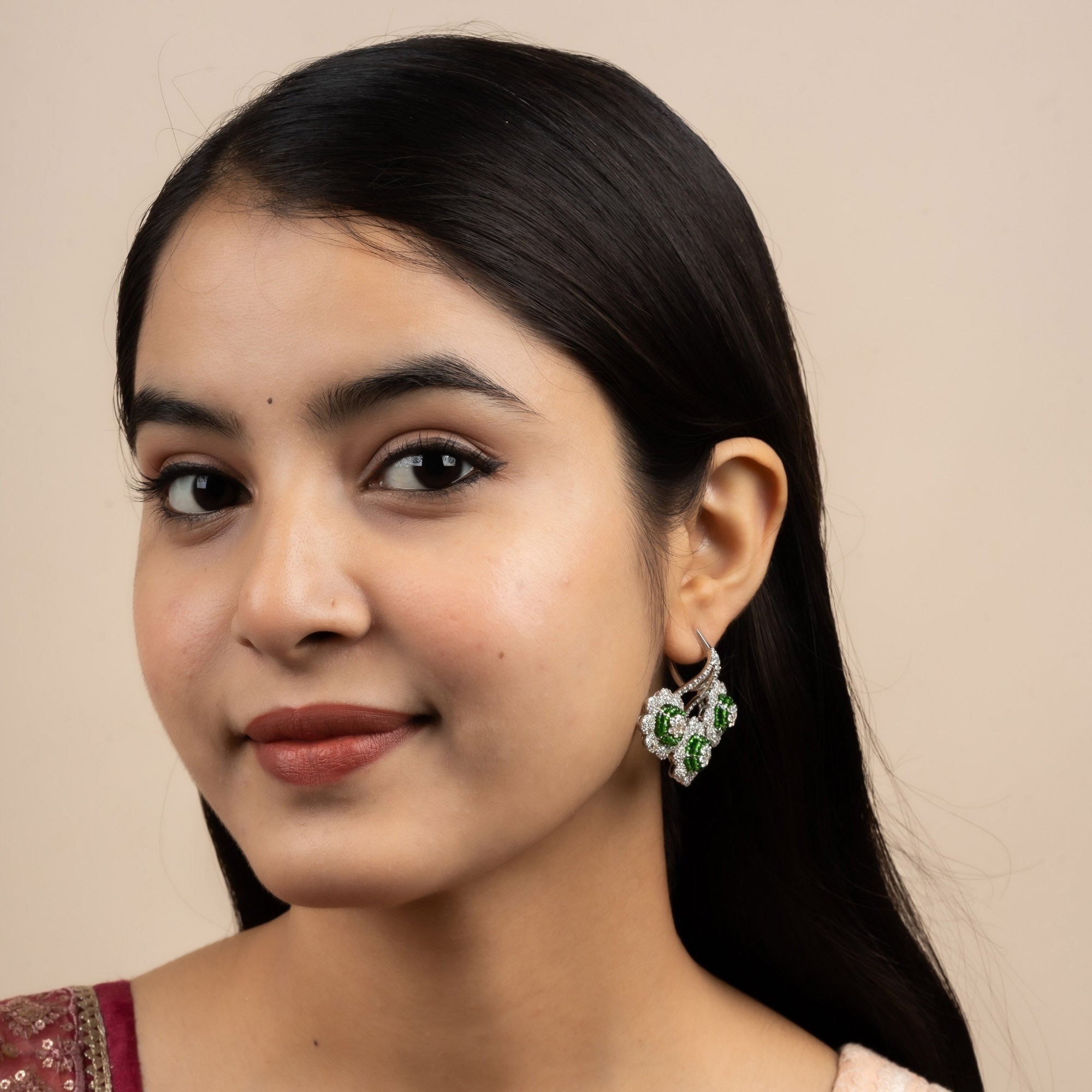 Triple Floral Drop Earrings