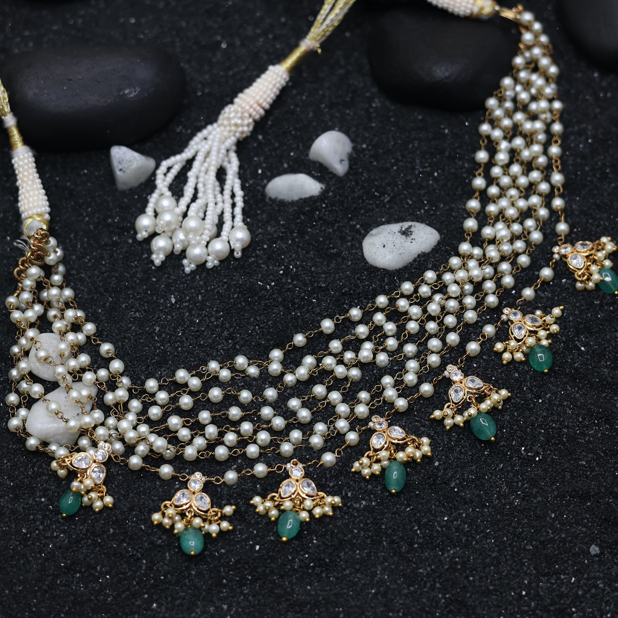 Elegant Multi Beads Party Wear Necklace