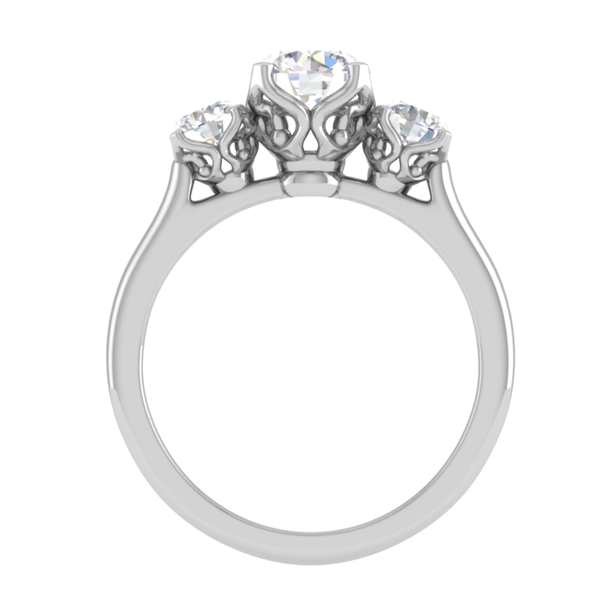 Classic Three Stone Sterling Silver Ring