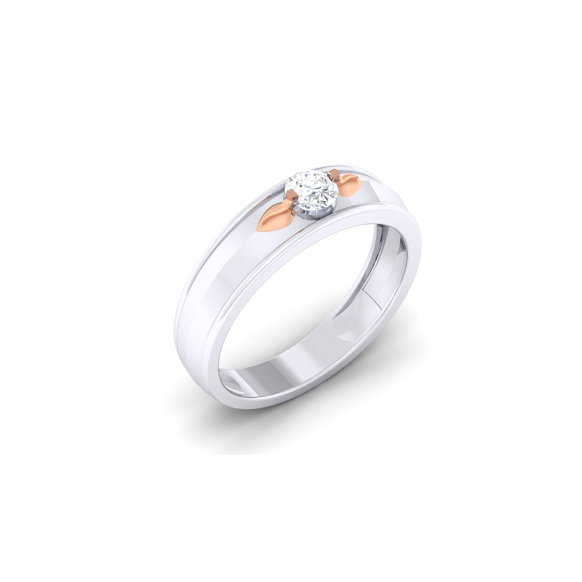 Adjustable Elegant Silver White Gold Leaf Accent Band