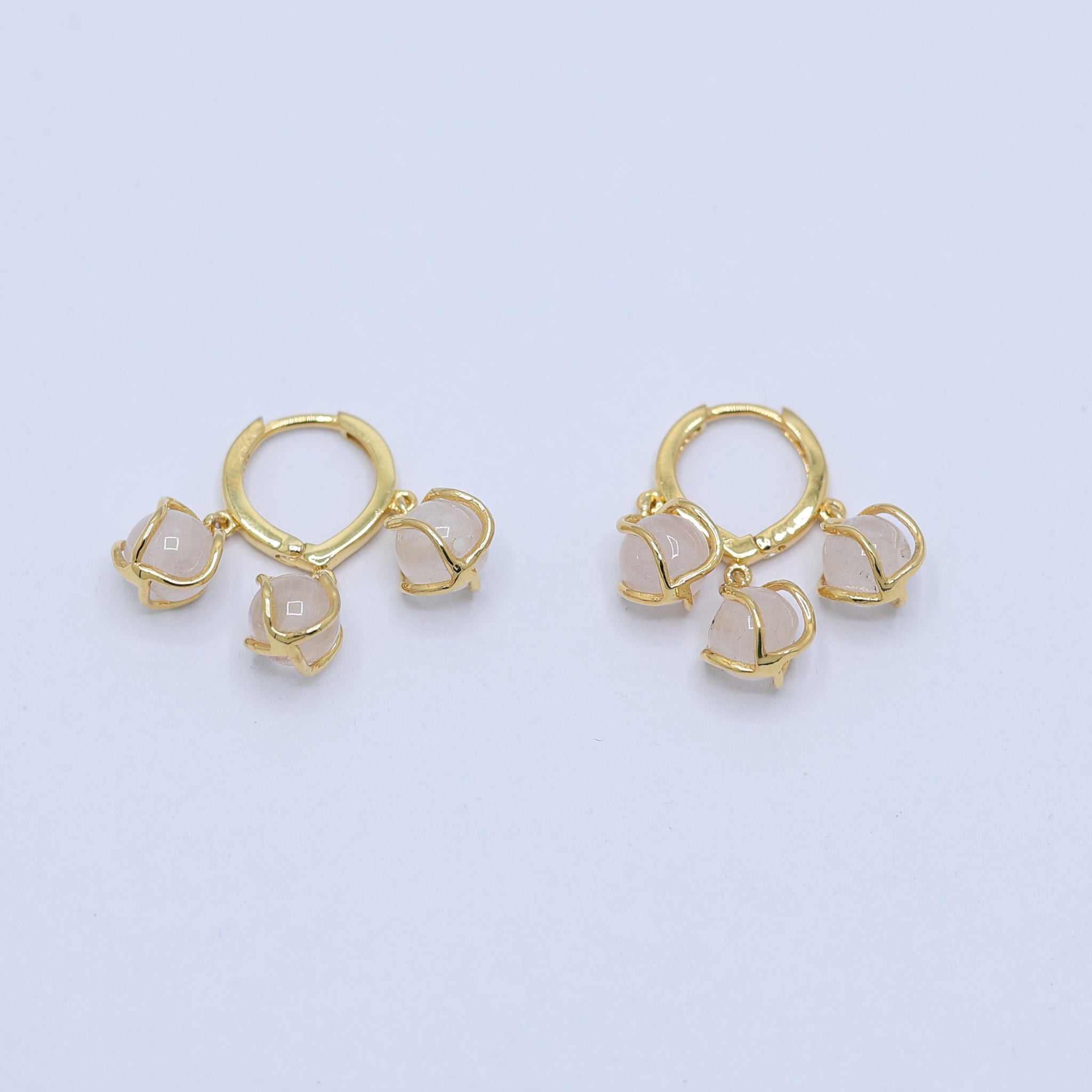 Silver Triple Dangling Hoops Overlapping Loops Yellow Gold Earring For Woman