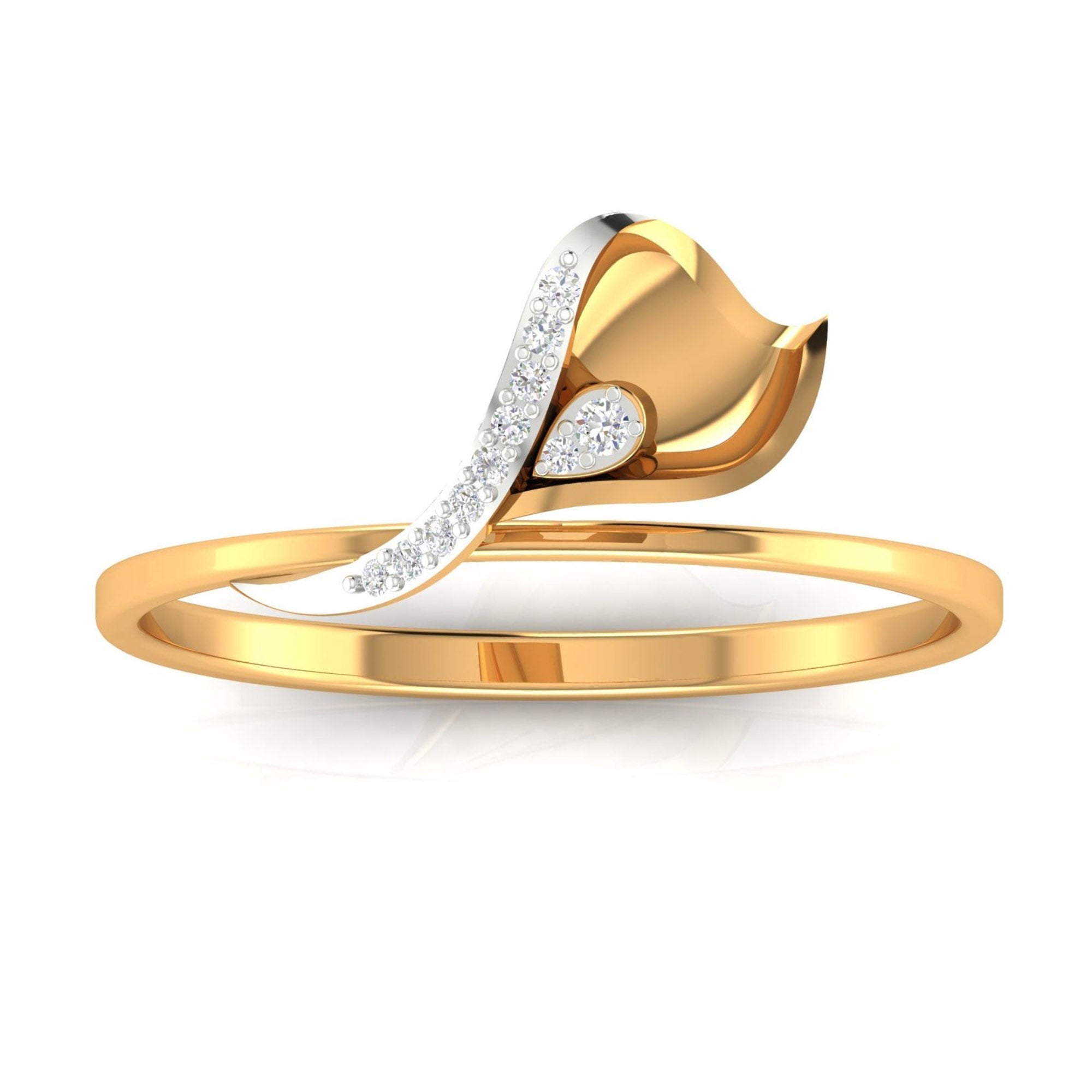 Gold Plated Curved Diamond Leaf Ring