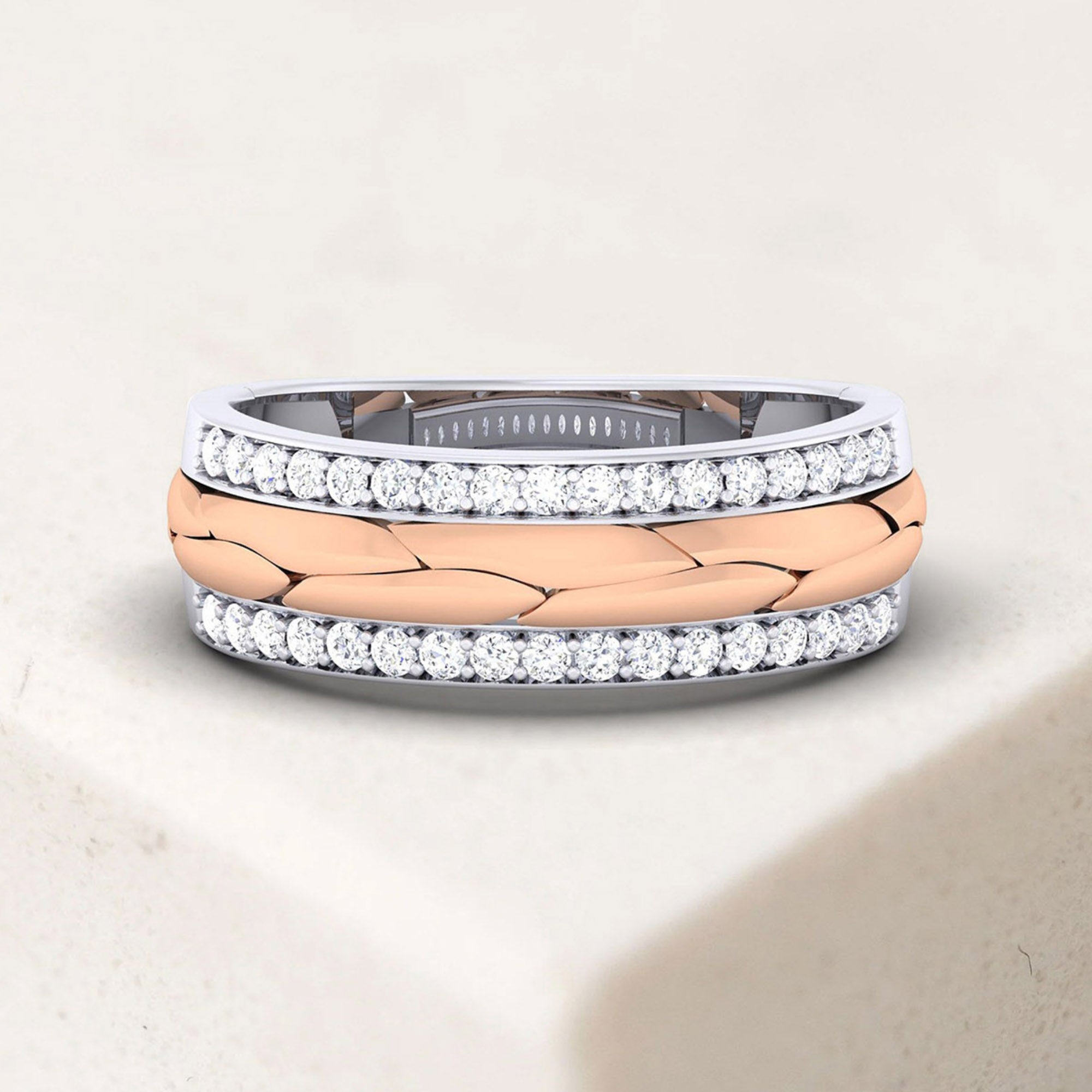 Elegant Dual Tone American Diamond Band