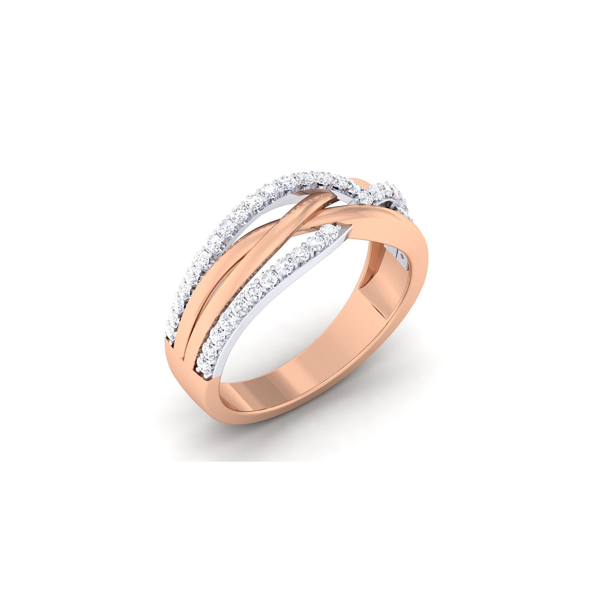 Adjustable Intricate Silver Rose Gold Intersect Women Band