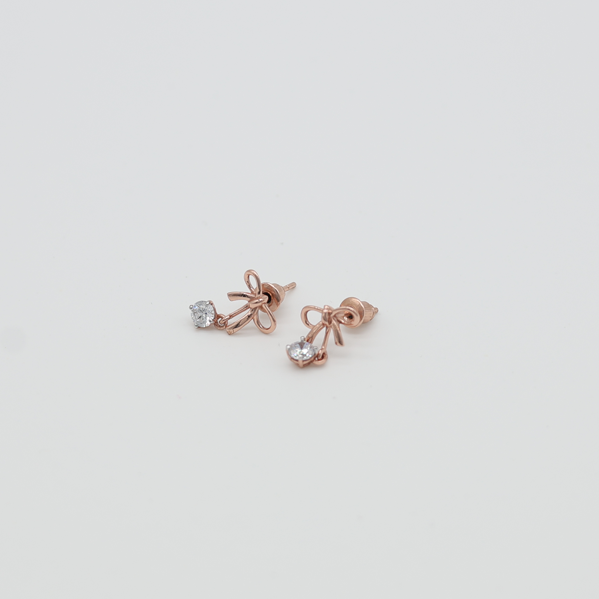 Radiant Bow Drop Silver Rose Gold Plated Earring For Women