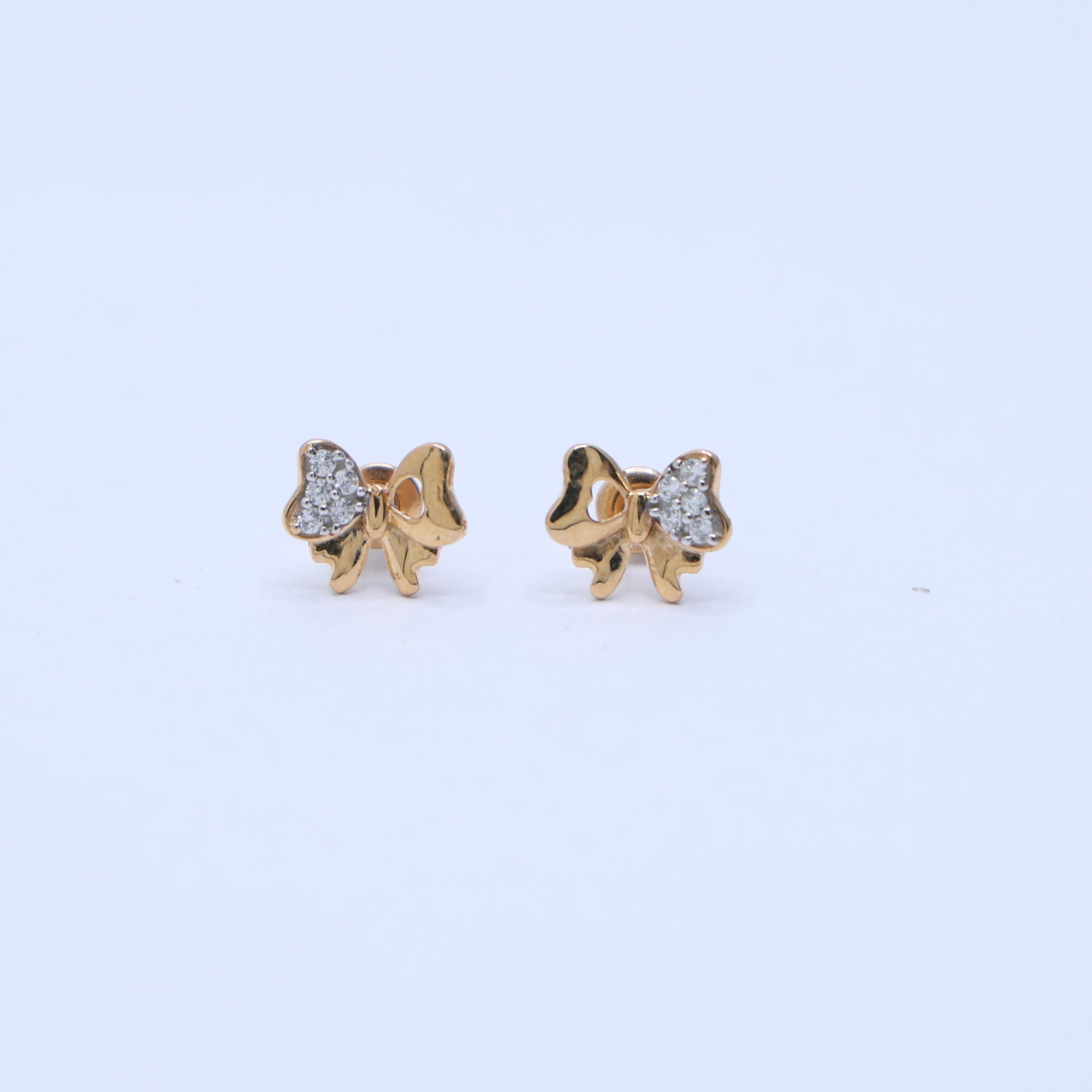 Heart Butterfly Yellow Gold Silver Sparkling Earring for Kids