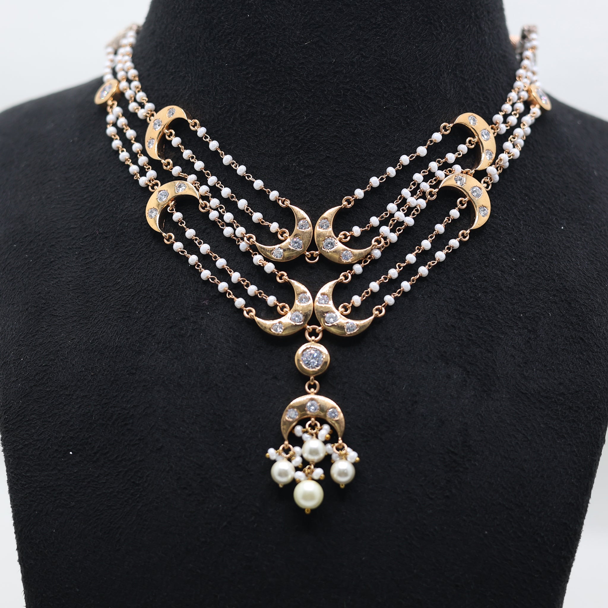 Multi Layered Crescent Moon Necklace