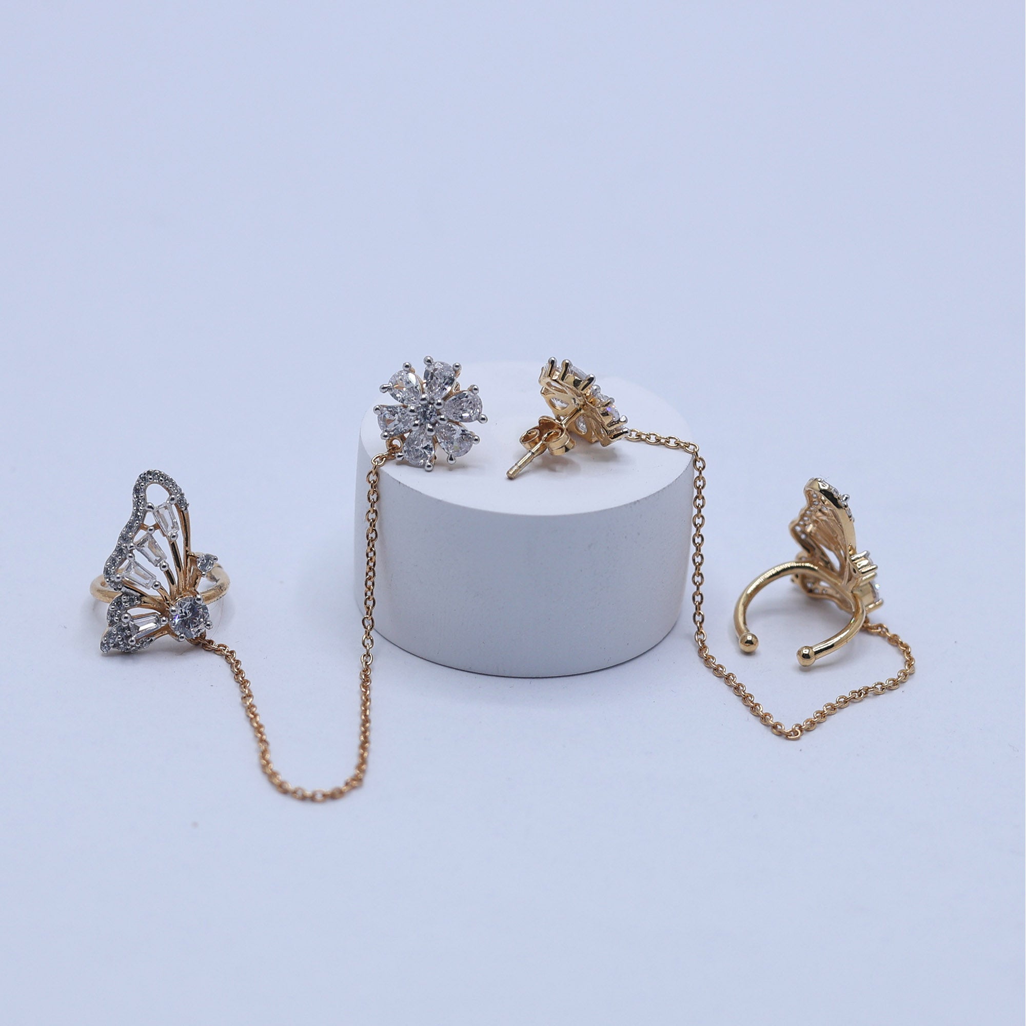 Elegant Yellow Gold Plated Butterfly Earrings