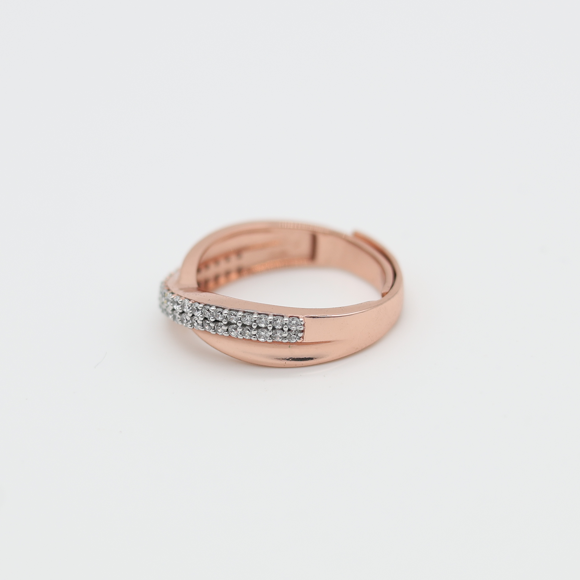 Adjustable Elegant Silver Rose Gold Crossover Band