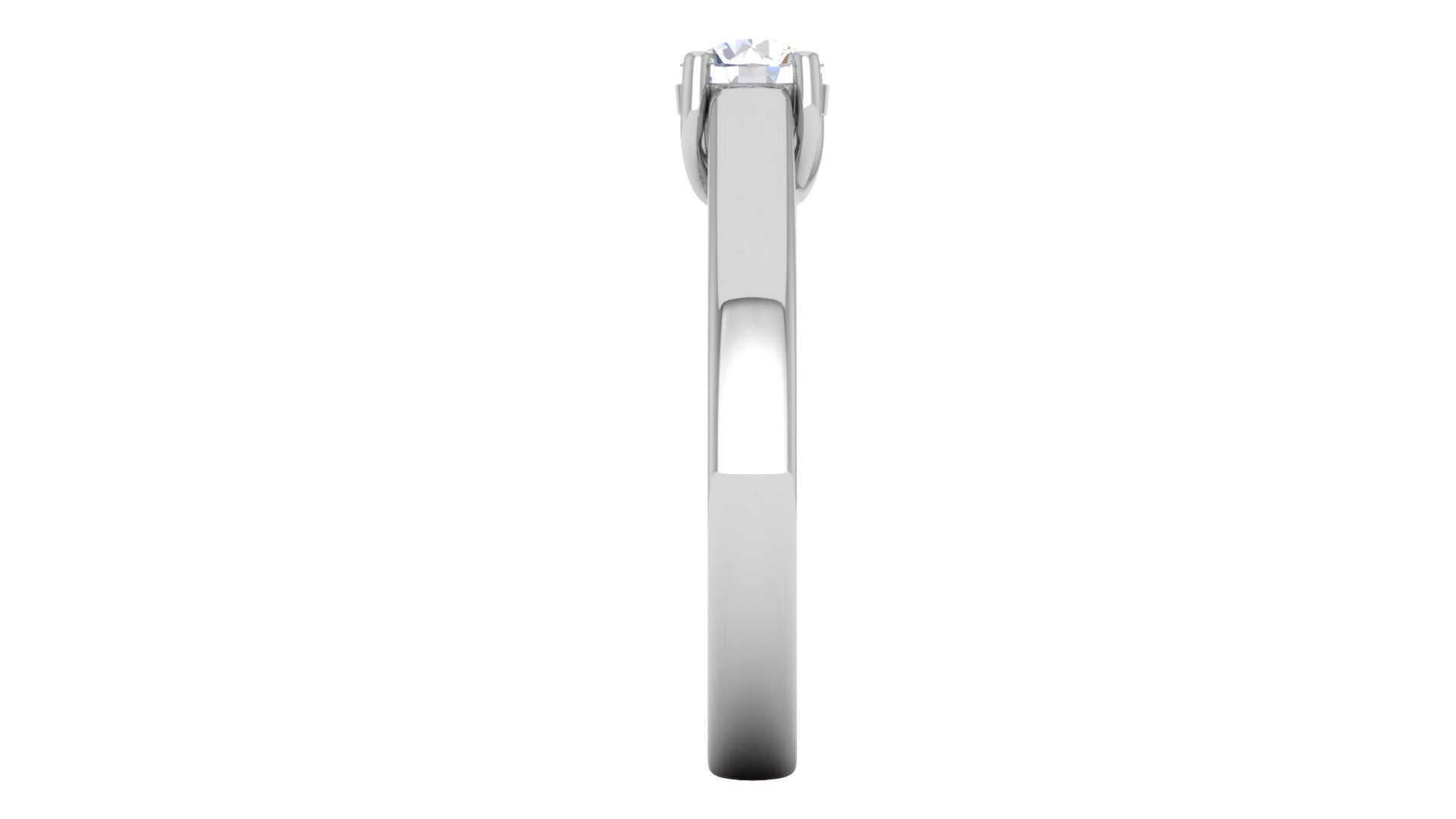 White Gold Adjustable Silver Solitaire Round Brilliant Diamond Engagement Ring For Woman
