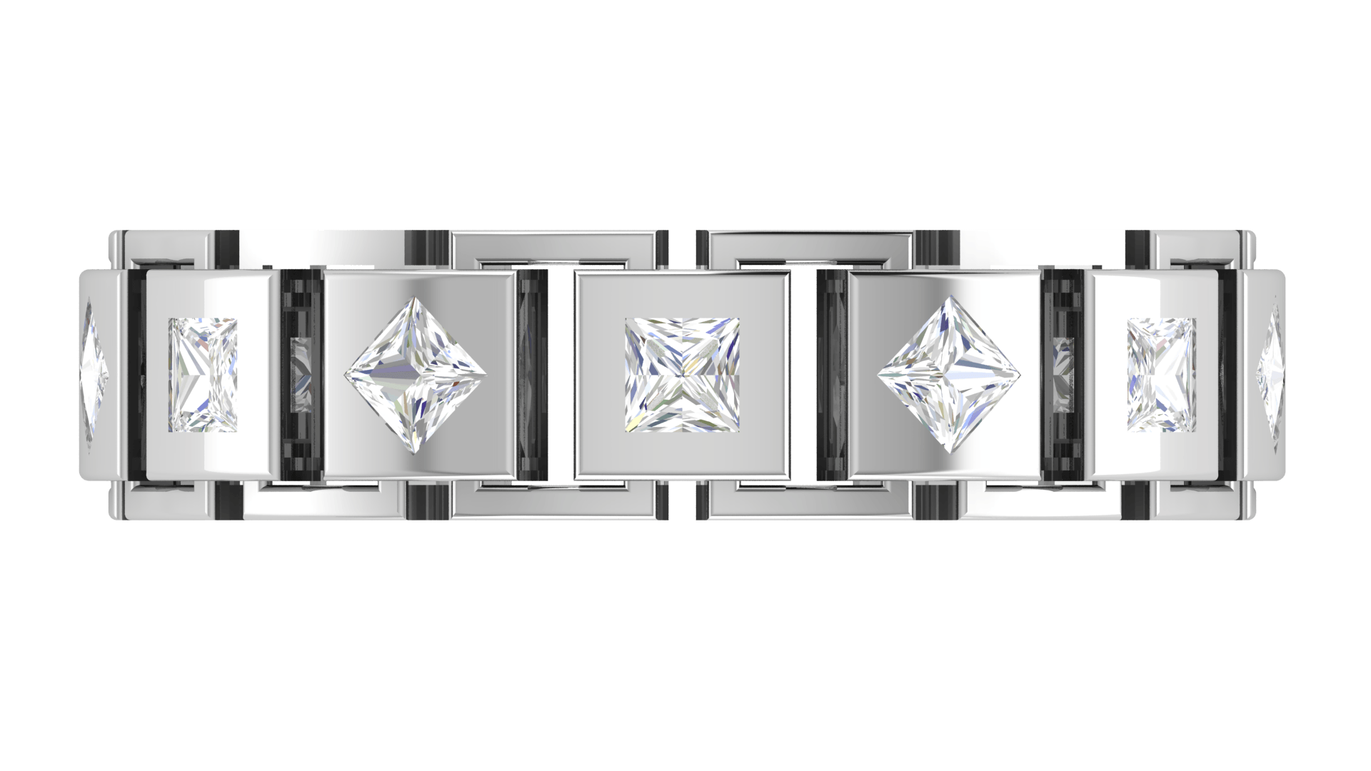 Square-Cut Diamond White Gold Adjustable Silver Luxurious Band For Couple