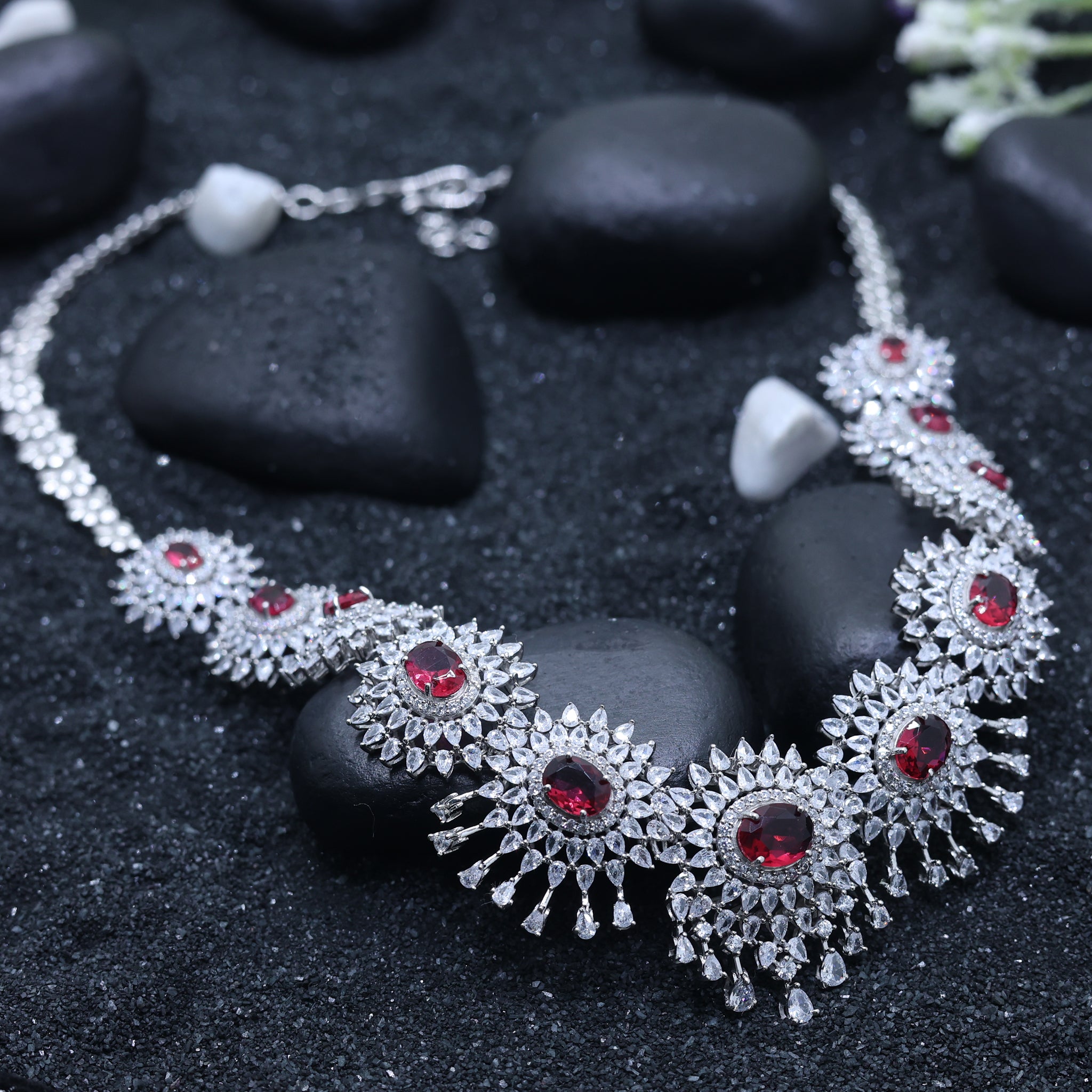 Royal Ruby Statement Wedding Necklace