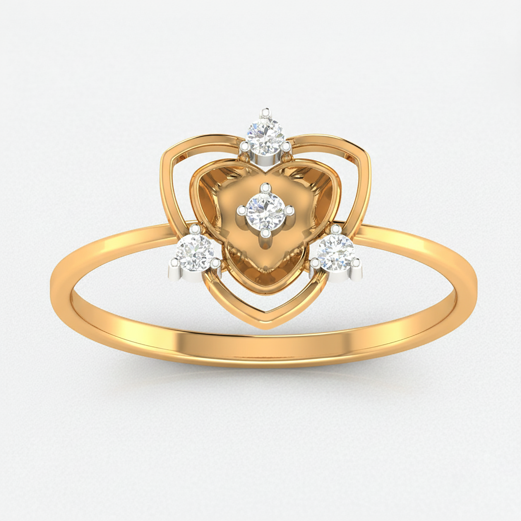 Double Heart Floral Ring